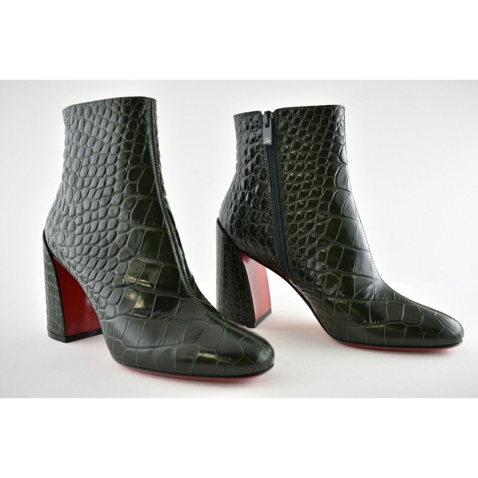 Christian Louboutin Christian Louboutin Turela 85 Forest Green Croc Short Ankle Size US 12 / IT 42 - 4 Thumbnail