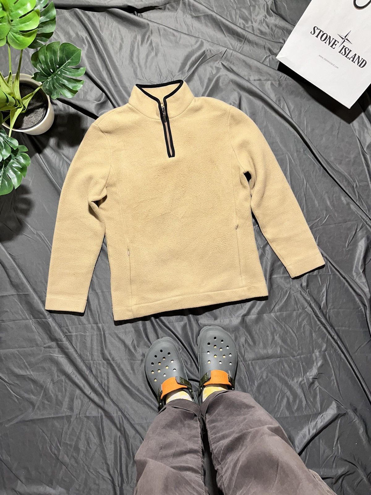 image of Avant Garde x Italian Designers Vintage Moncler Husky Fleece 1/3 Zip Sweatshirt 90's Luxury (Size S