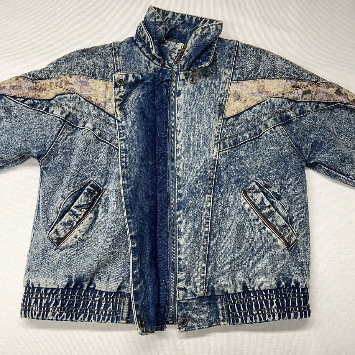 Faded Glory × Vintage Vintage Faded Glory Denim Jacket Bomber Floral Faded Y2K 90s Size M / US 6-8 / IT 42-44 - 9 Thumbnail