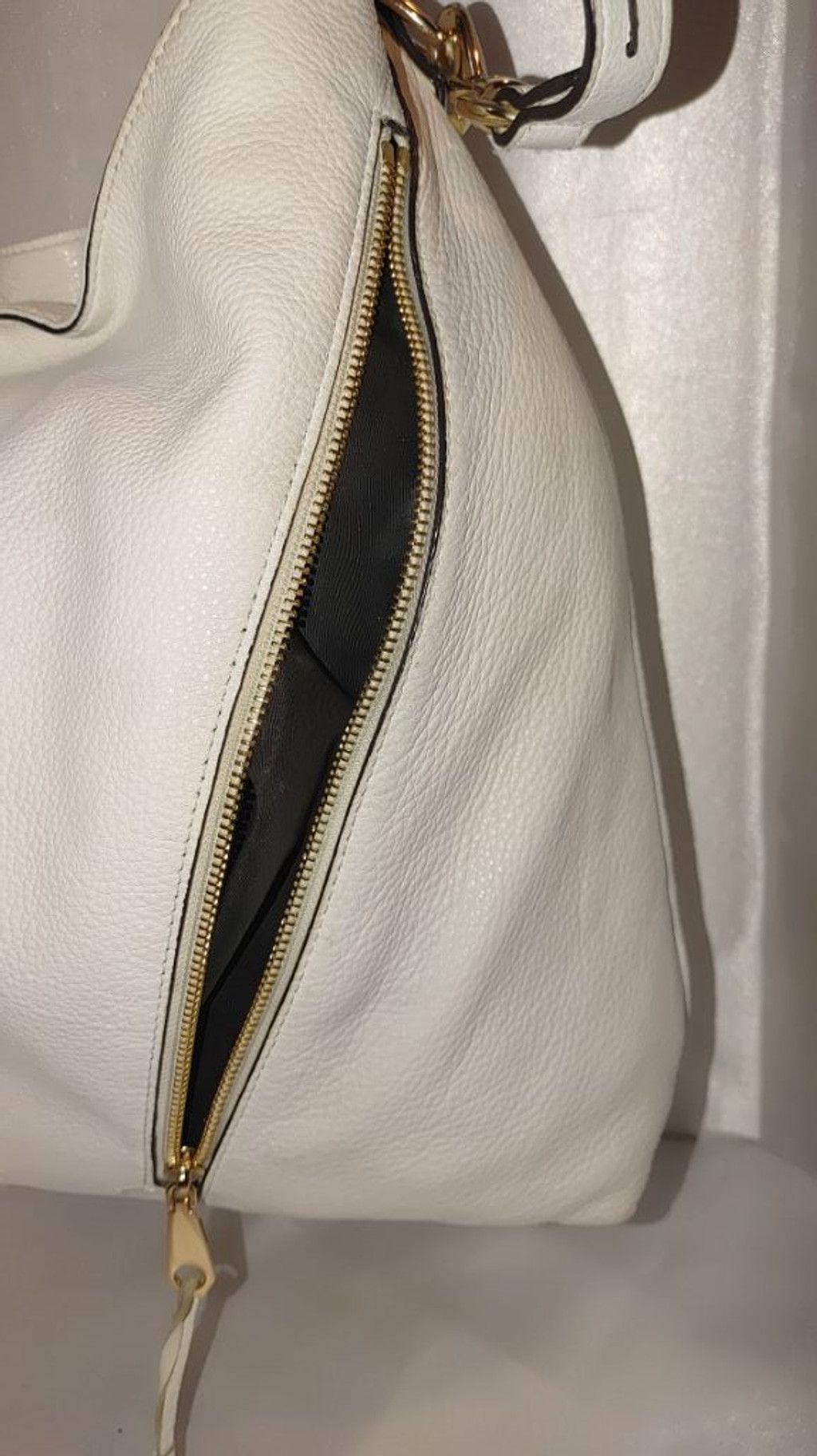 Rebecca Minkoff Rebecca Minkoff Moto Double Zip White Leather Hobo Bag Size ONE SIZE - 4 Thumbnail
