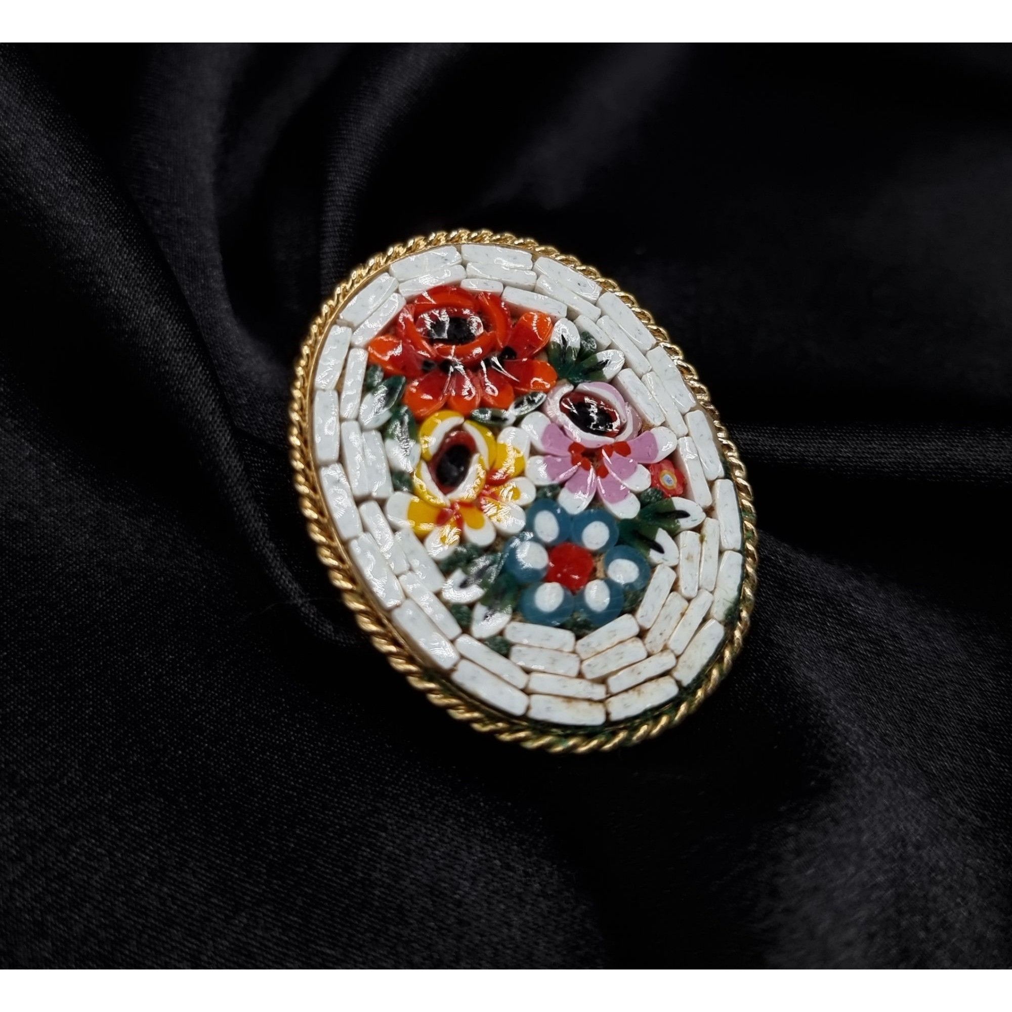 Vintage Vintage 1960's-1970's Italian Micromosaic Floral Brooch Size ONE SIZE - 3 Thumbnail