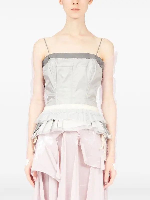 Maison Margiela o1mle0426 Decortique Satin Top in Pearl Grey Size M / US 6-8 / IT 42-44 - 2 Thumbnail