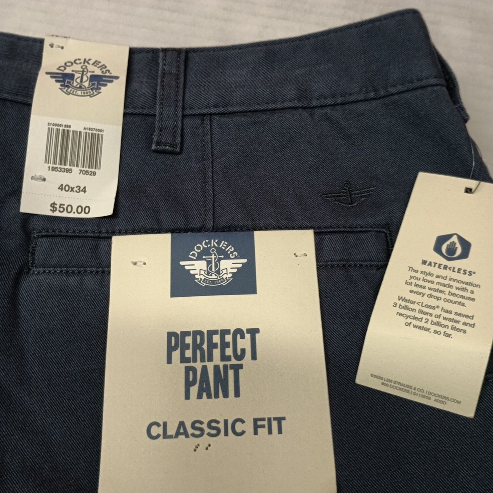 Dockers Dockers Men's Classic Fit Perfect Pants Navy Blue 40x34 New Size US 40 / EU 56 - 2 Thumbnail