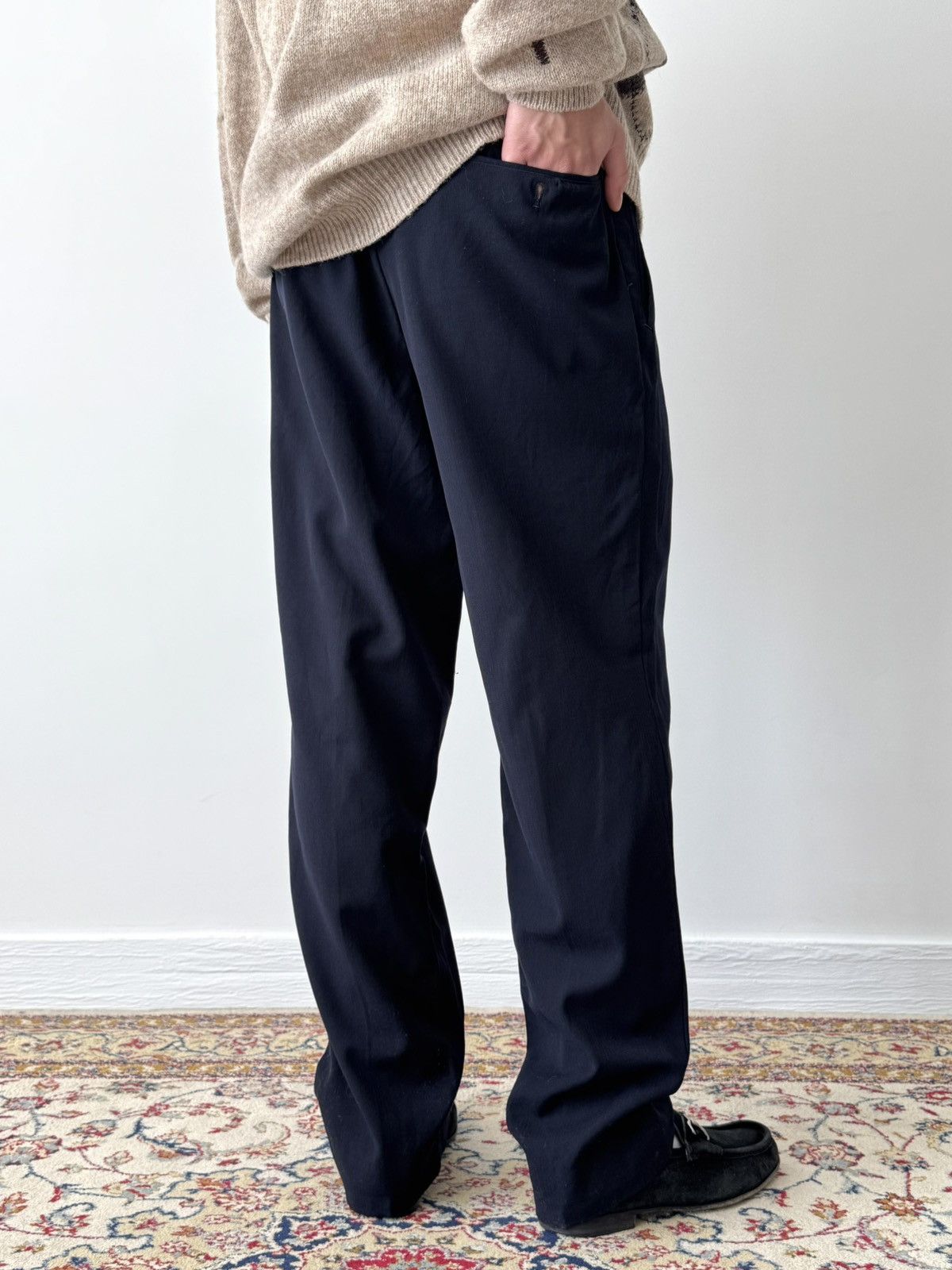 Japanese Brand ≈1950s Vintage French Faded Navy Suit Trousers Size US 32 / EU 48 - 2 Thumbnail