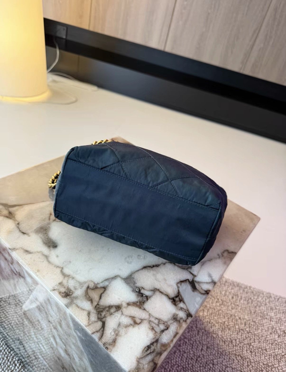 Prada Prada Mini Navy Parachute Double Chain Shoulder Bag J36 Size ONE SIZE - 4 Thumbnail