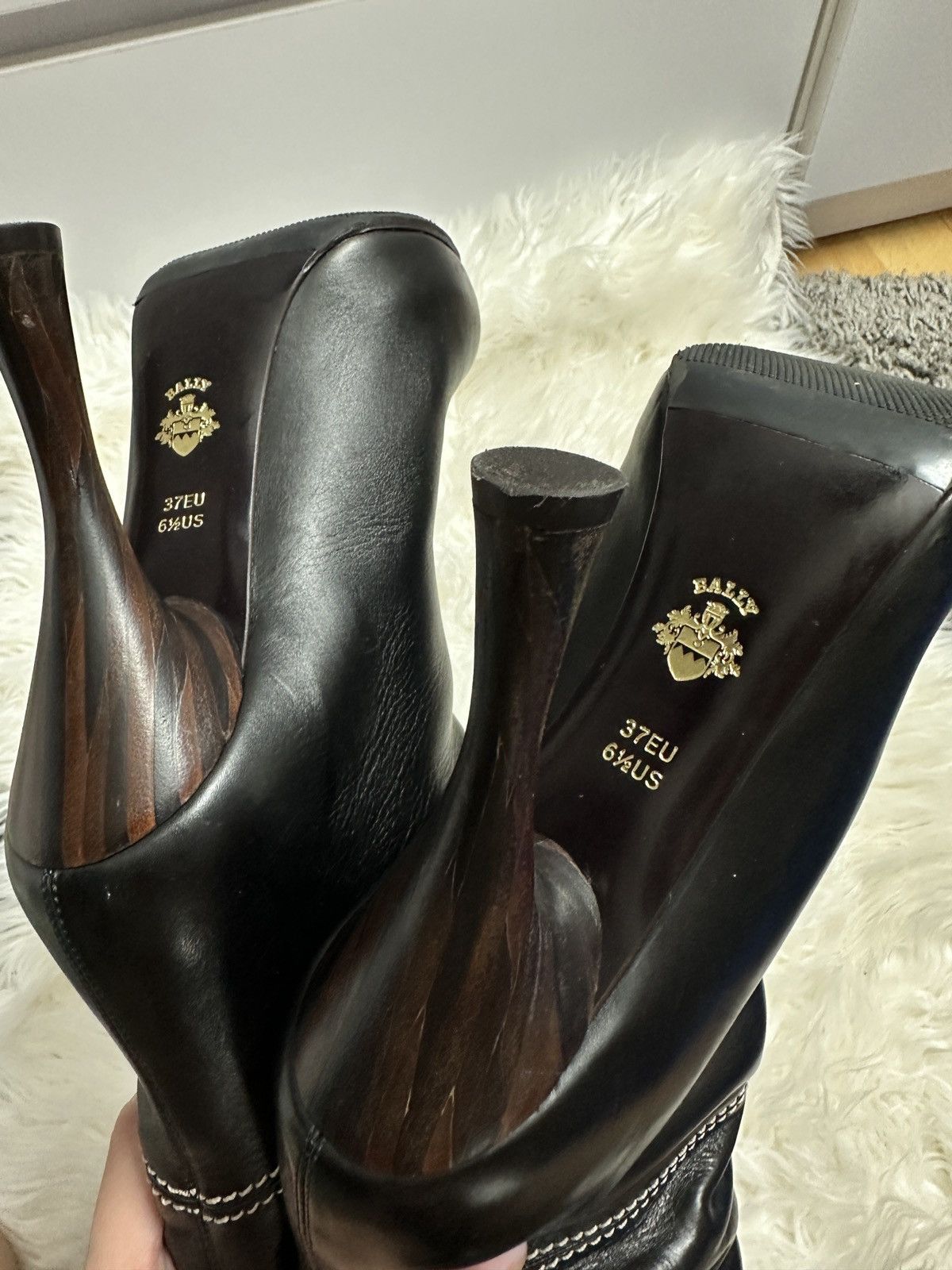 Bally Bally Black Leather High Heel Knee Boots Size: EU 37 Size US 6 / IT 36 - 5 Thumbnail