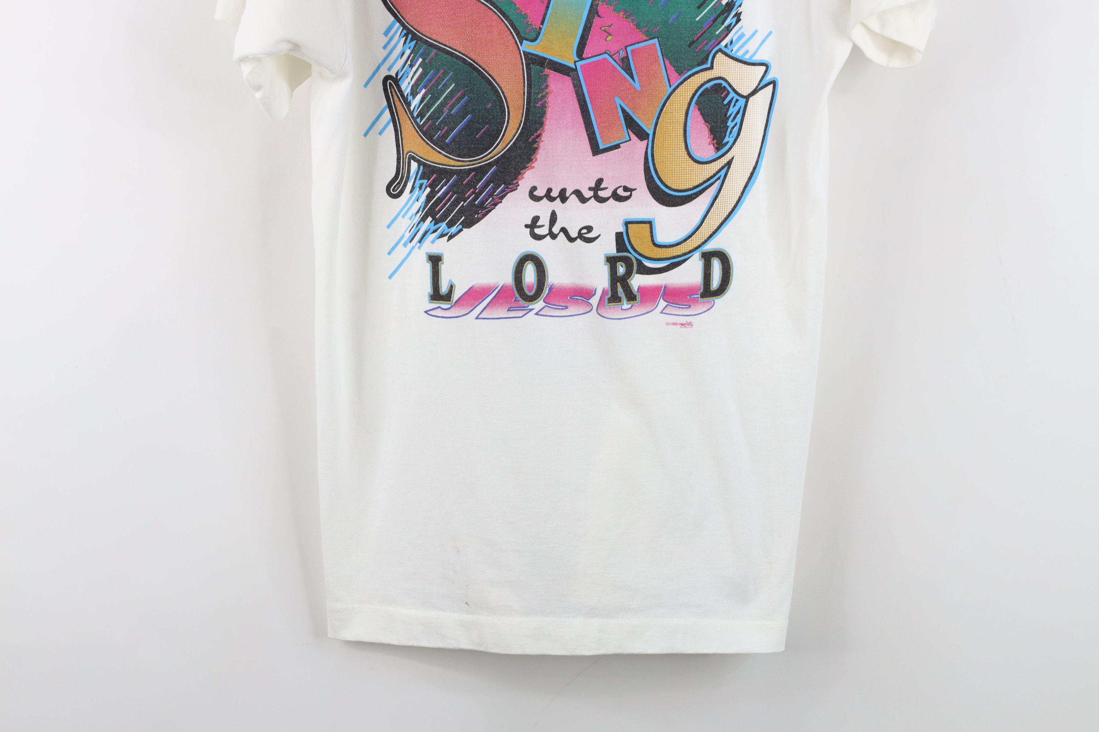 Vintage Vintage 90s Sing Unto the Lord Jesus T-Shirt White USA Size M / US 6-8 / IT 42-44 - 3 Thumbnail