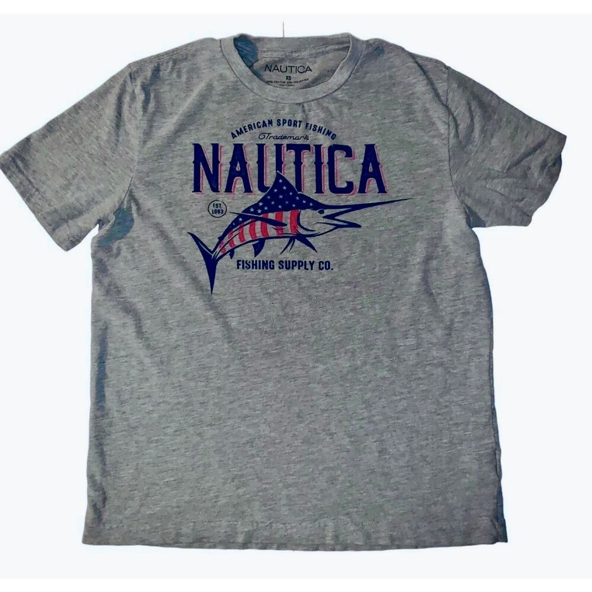 Nautica Nautica XS Sport Fishing Supply Co. T-Shirt Gray USA Marlin Size US XS / EU 42 / 0 - 1 Thumbnail