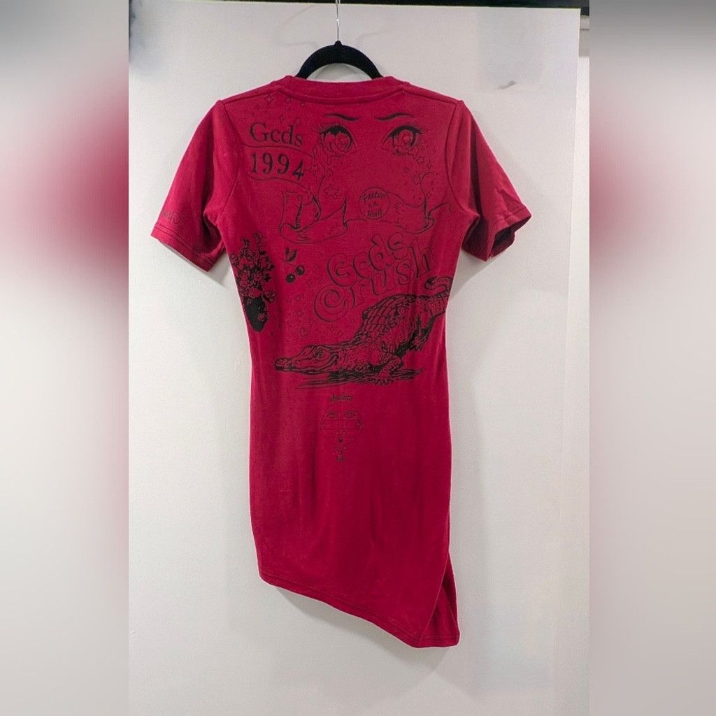 GCDS GCDS Pink Asymmetrical T-Shirt Dress with Black Graphics Size L / US 10 / IT 46 - 3 Thumbnail
