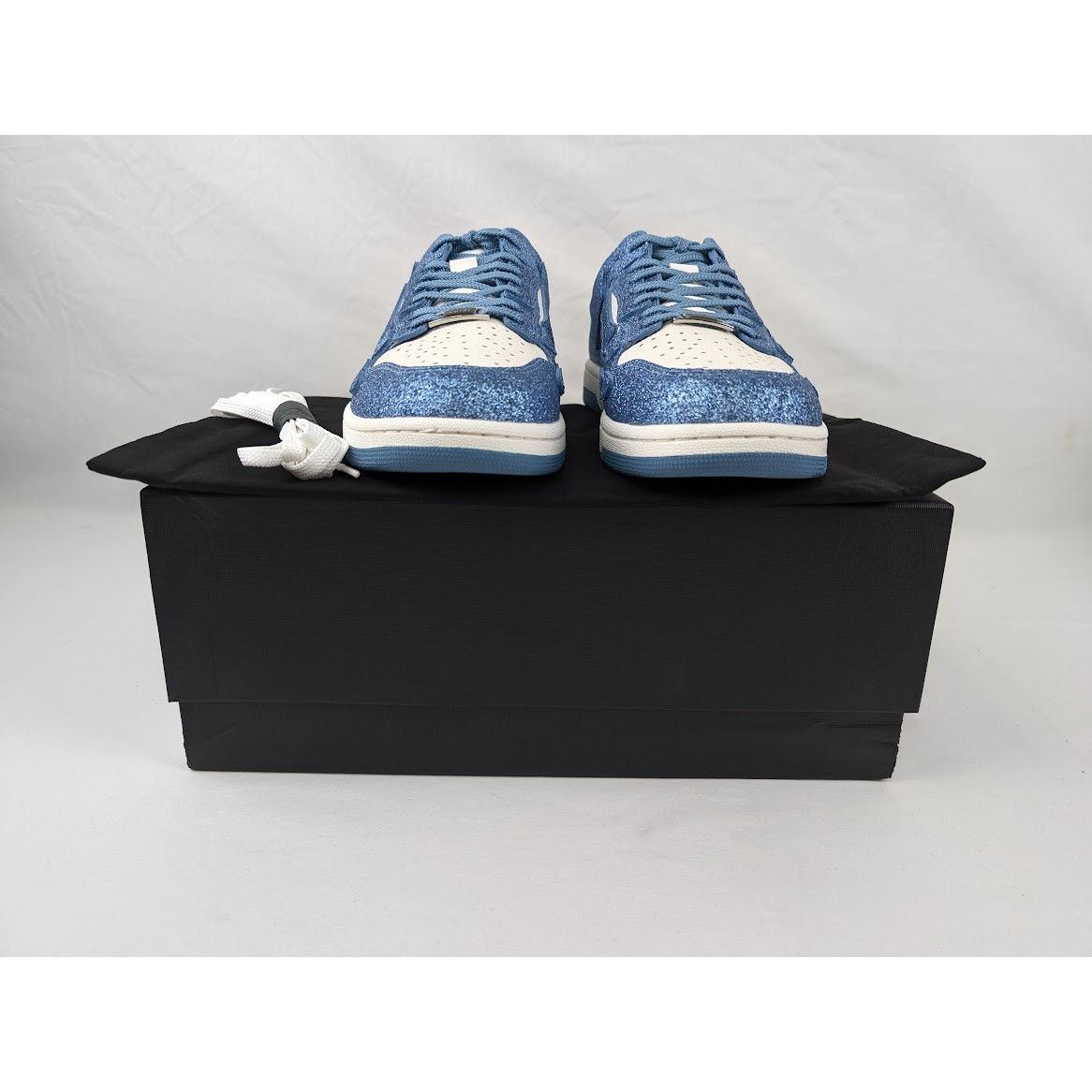 Amiri o1rshd1 Shimmer Skeleton Top Low Sneakers in White/Blue Size US 12 / EU 45 - 16 Thumbnail