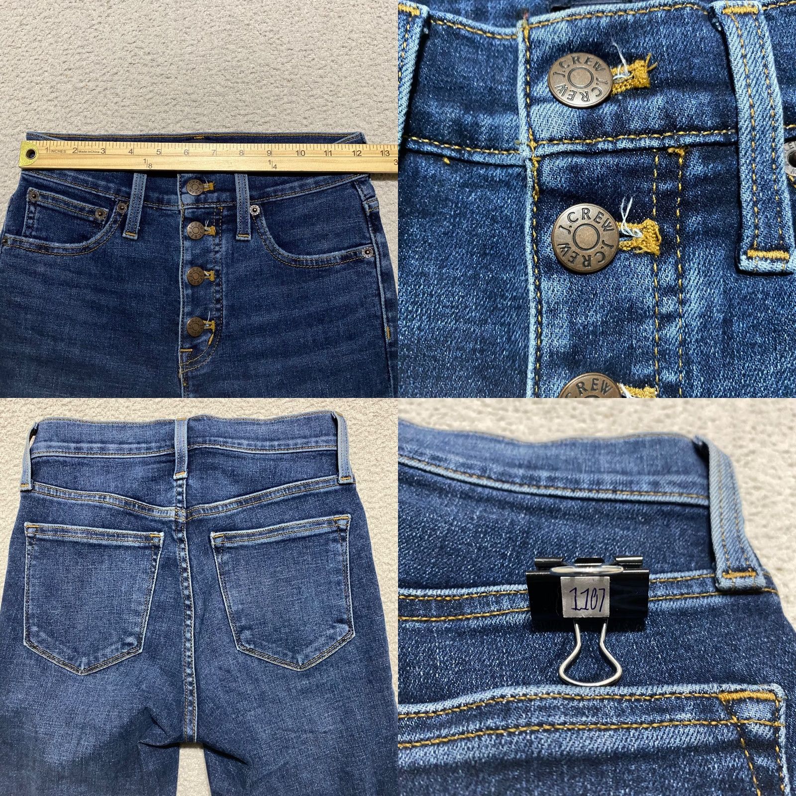 J.Crew J.CREW Jeans Womens 24 Blue Denim Dark Wash High Rise Skinny Raw Hem Shirt Moms? Size 42" / US 20 - 8 Thumbnail