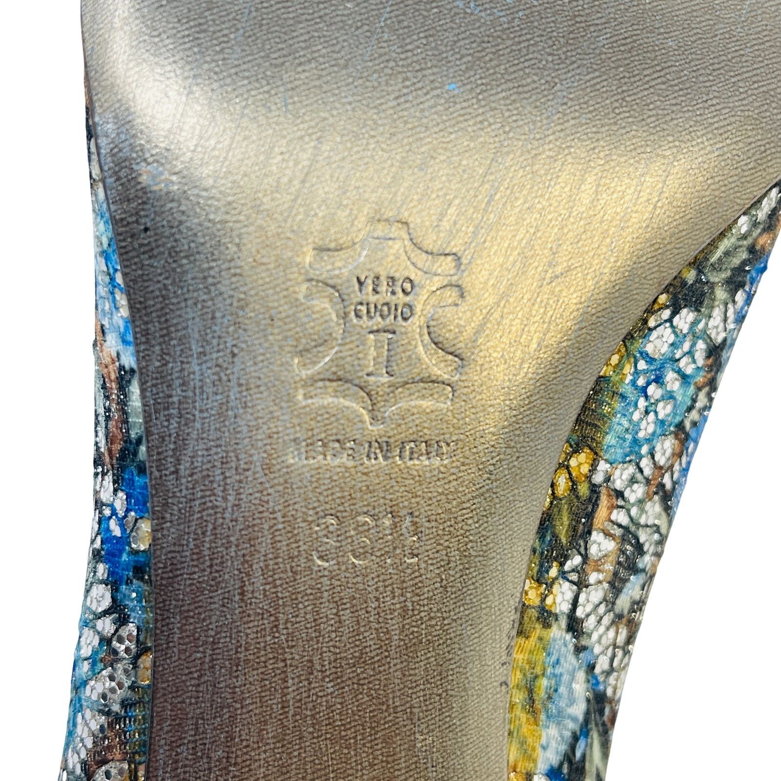 CAZABAT Jean-Michel Cazabat Blue Silver Brocade Heels US 8 EU 38.5 Size US 8 / IT 38 - 6 Thumbnail