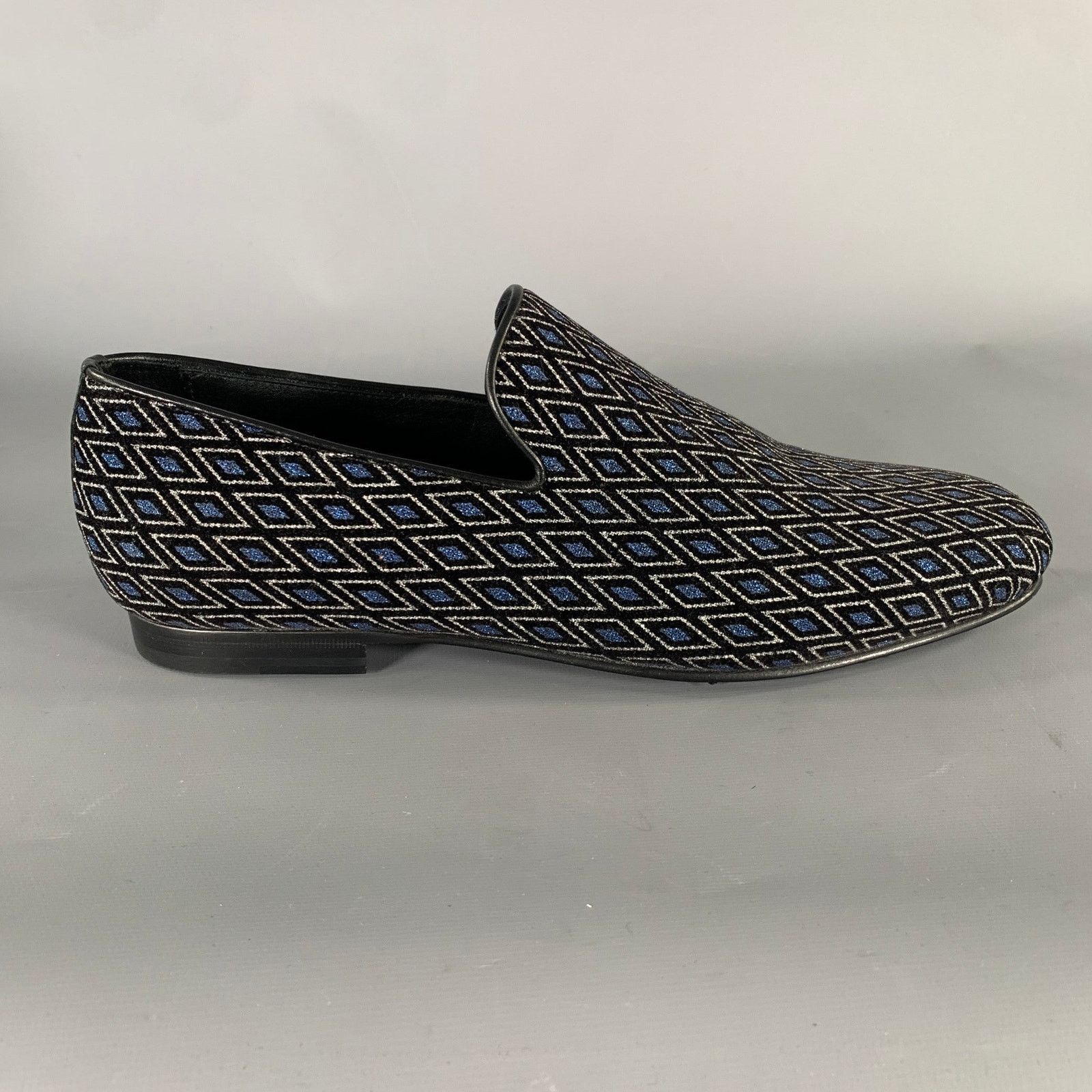 Jimmy Choo JIMMY CHOO Size 8 Navy Black Diamond Velvet Loafers Size US 8 / EU 41 - 2 Thumbnail