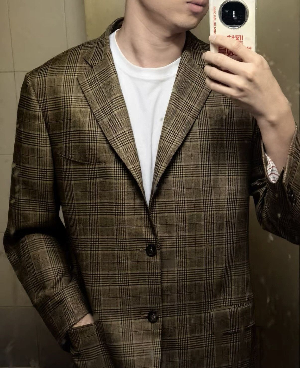 Isaia ISAIA Men's Classic Prince of Wales Check Blazer Size 44L - 6 Thumbnail
