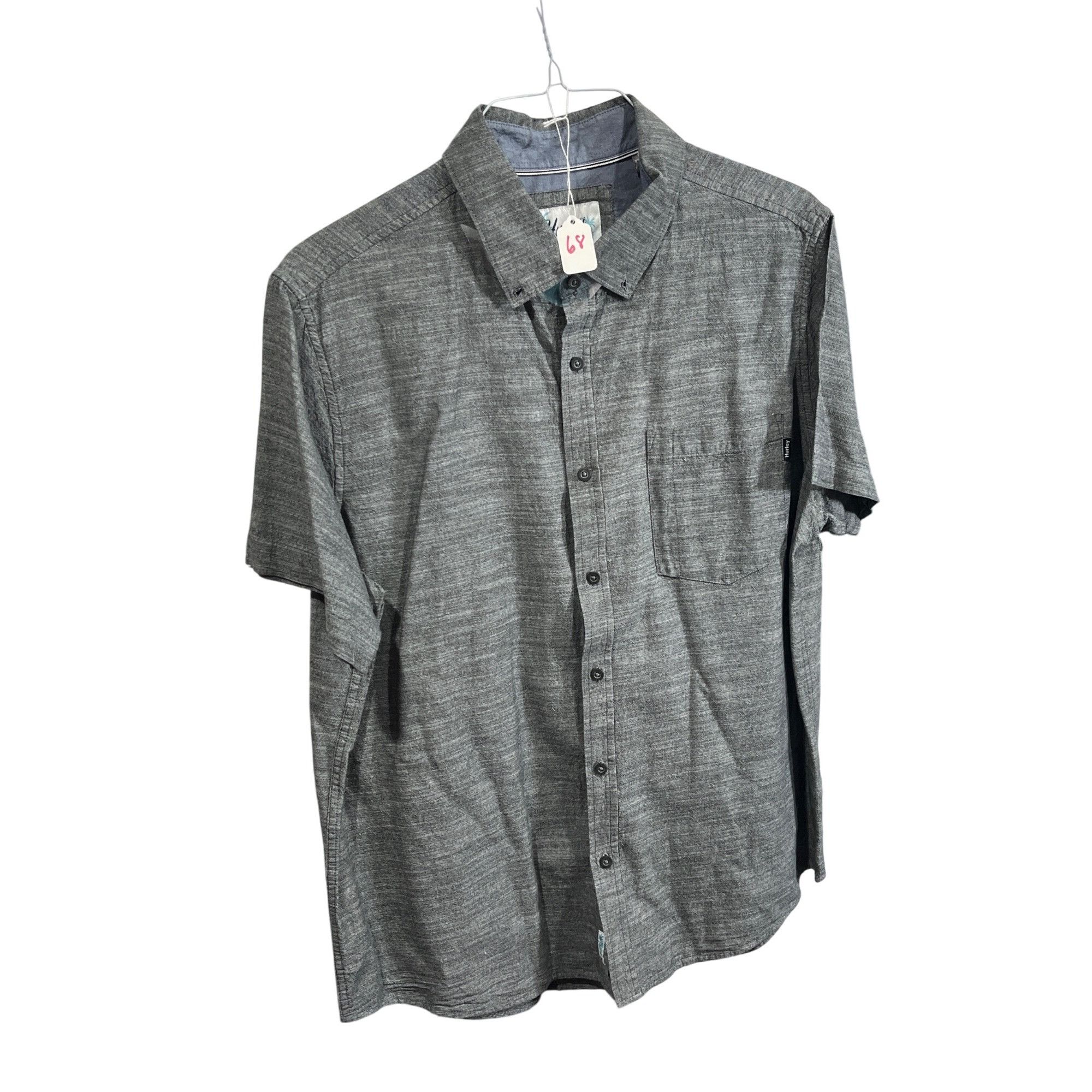 Hurley Hurley Mens Gray Button-Down Shirt XL Short Sleeve Cotton Bl Size US XL / EU 56 / 4 - 7 Thumbnail