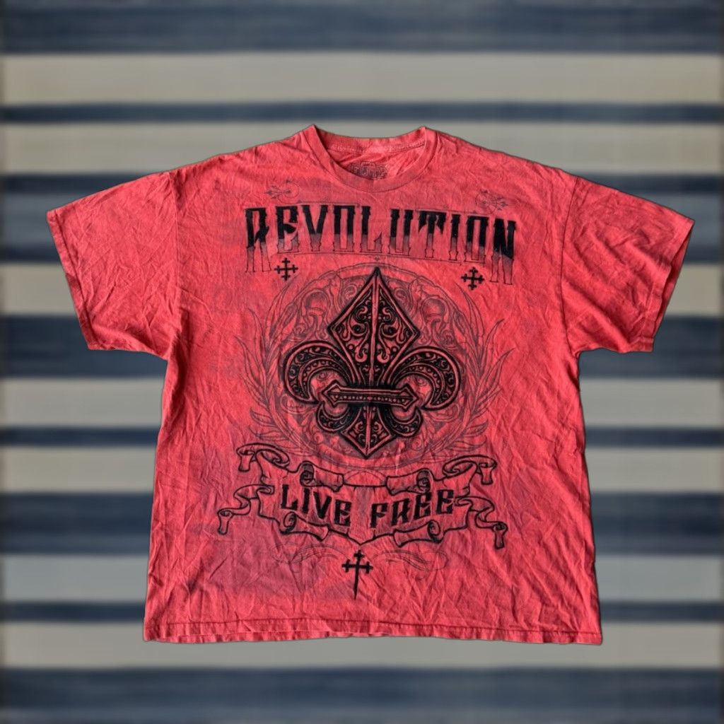 Vintage VINTAGE MMA Elite T-Shirt 2XL Red Crew Neck Short Sleeve Graphic Print Dragon Skull Grunge Biker Affliction Style Revolution Mens Size US XXL / EU 58 / 5 - 1 Thumbnail
