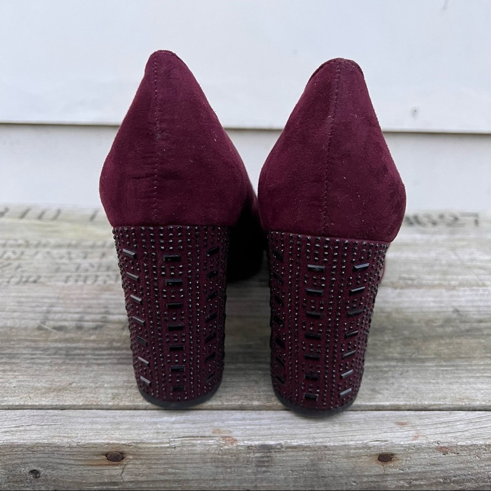 Sam Edelman Libby Edelman Le Shelby Wine Maroon Studded Block Heels 8 Size US 8 / IT 38 - 5 Thumbnail