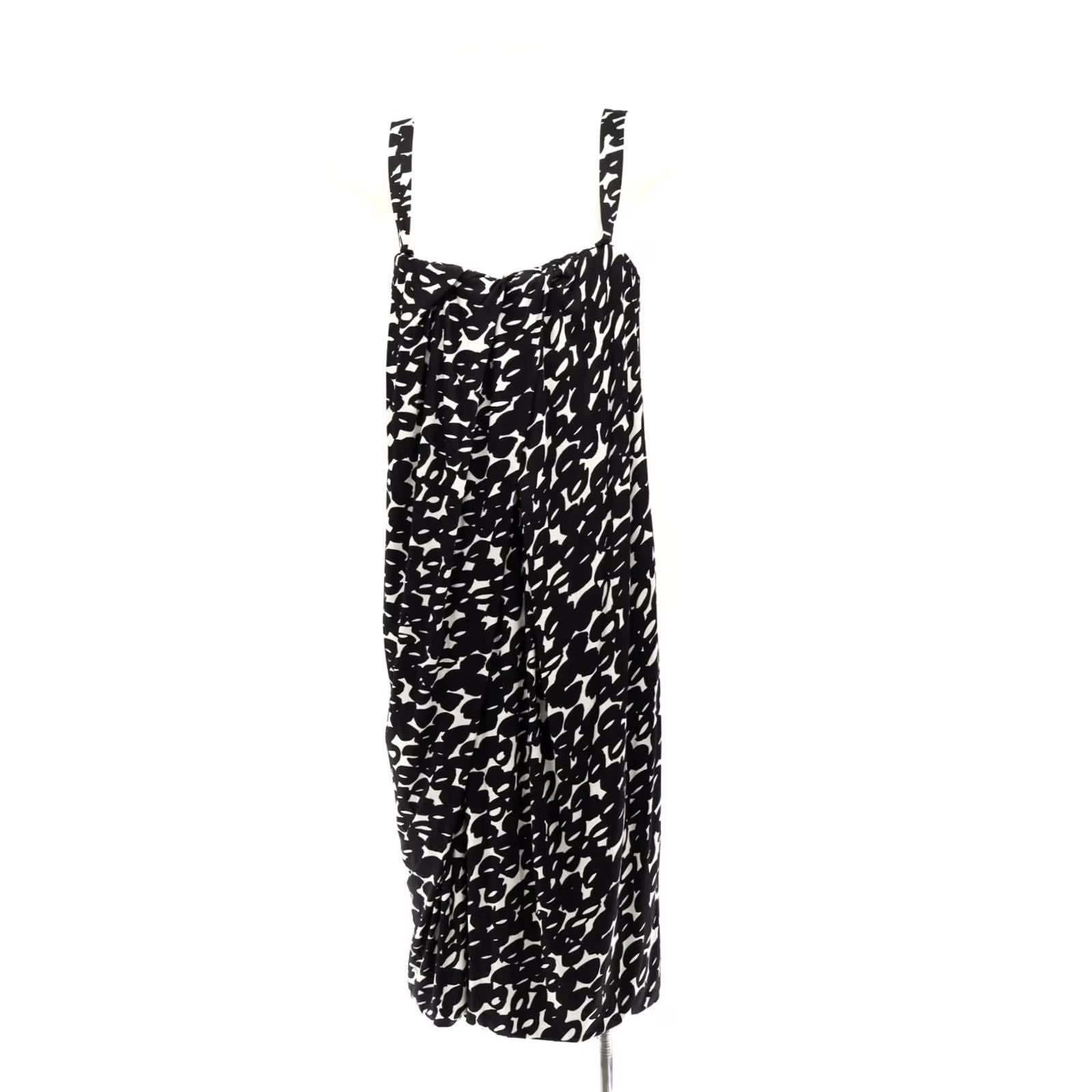Max Mara Max Mara Dress Women's Black & White Print Silk Knee Length Sleeveless Square Neck Size 8/44 Casual Party CockTail Vintage No Size M / US 6-8 / IT 42-44 - 2 Thumbnail