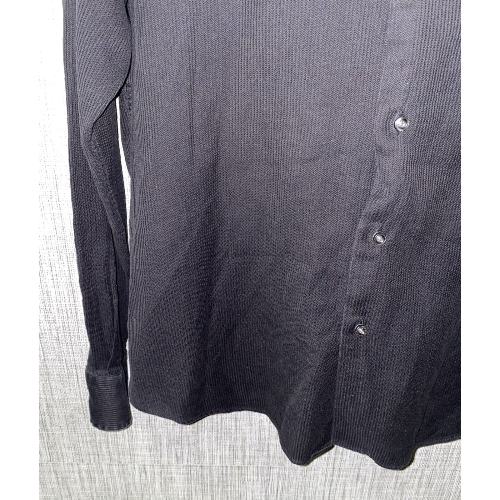 Hugo Boss Boss Hugo Boss Mens Black Long Sleeve Button Front Shirt Size 16 Size 42R - 4 Thumbnail