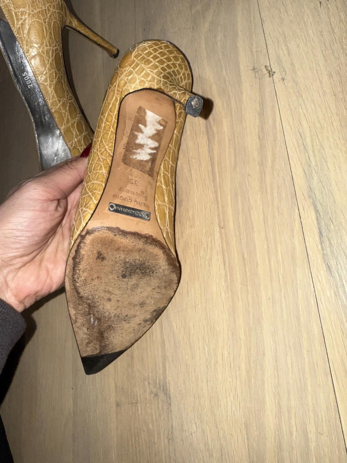 Vintage Vintage Dolce & Gabbana tan Croc Leather Heel EUR Size 39 Size US 8 / IT 38 - 8 Thumbnail