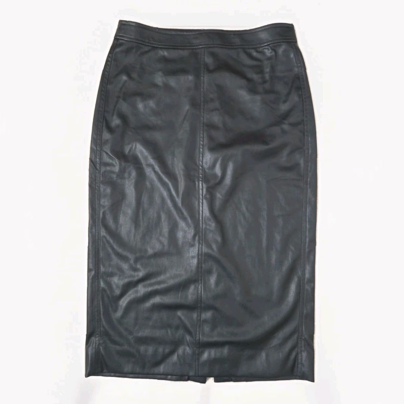 J.Crew VINTAGE J.CREW No. 3 Pencil Skirt Faux Leather Womens 4 EUC Lined Zip Closure BM946 Size 27" / US 4 / IT 40 - 2 Thumbnail