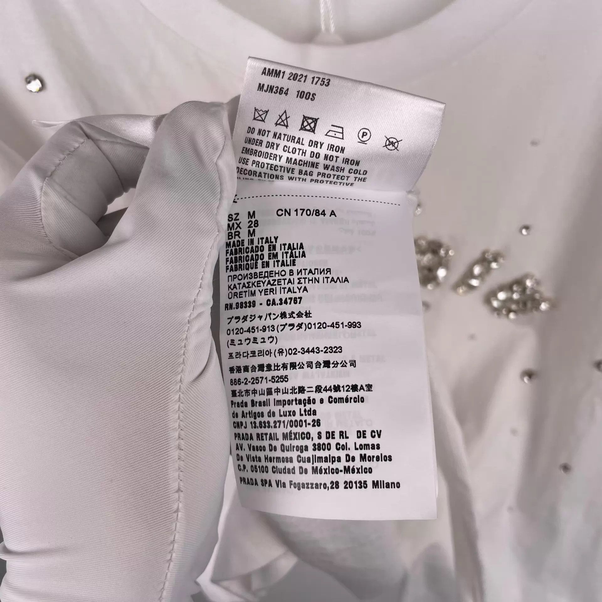Miu Miu MIU MIU Cotton Crystal Short Sleeve White 170 Size M / US 6-8 / IT 42-44 - 7 Thumbnail