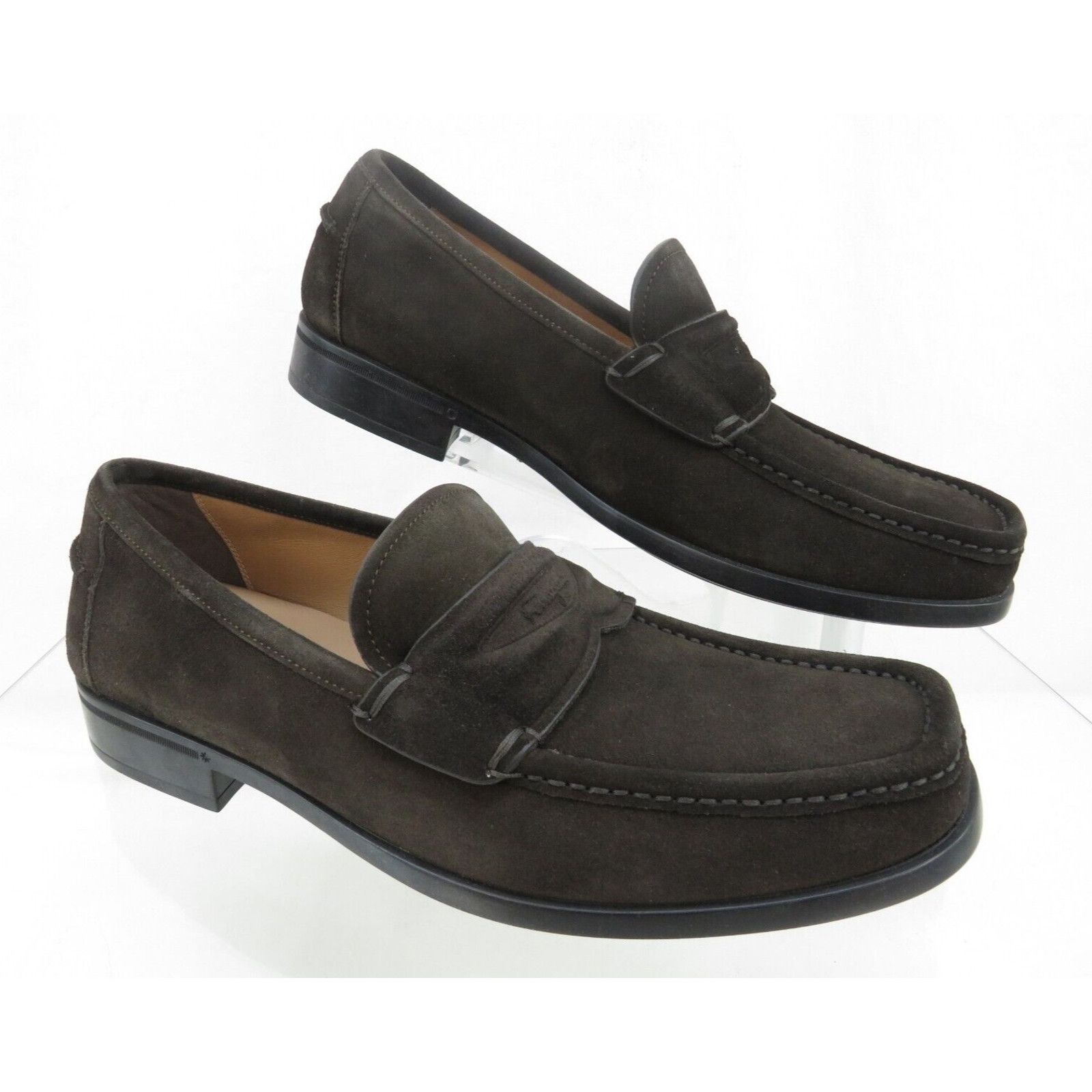 Salvatore Ferragamo LANZAROTE HICKORY BROWN SUEDE MOCCASIN PENNY LOAFERS 10 D Size US 10 / EU 43 - 10 Thumbnail