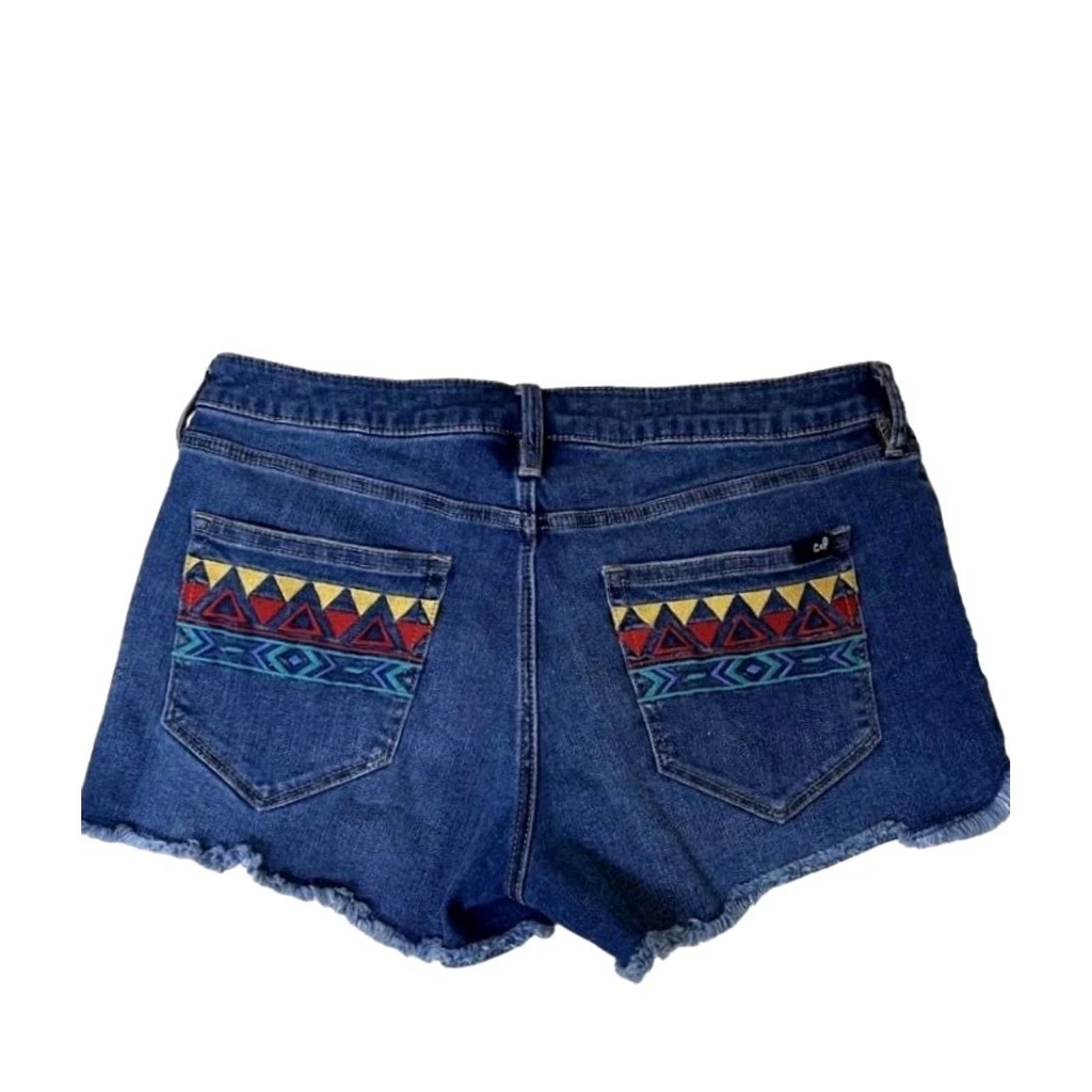 Vintage Chip & Pepper Denim Short Shorts Embroidery Frayed Cuff Sz Medium 29 Women’s Cotton Blend Blue Casual Vintage No Size 29" - 2 Thumbnail