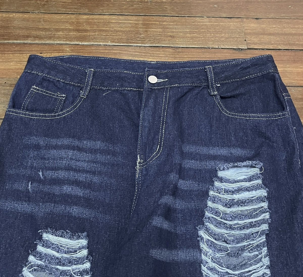 Japanese Brand × Vintage Rare Vintage Japanese Brand Ripped Fringe Flared Jeans 2000s Size US 27 - 3 Thumbnail
