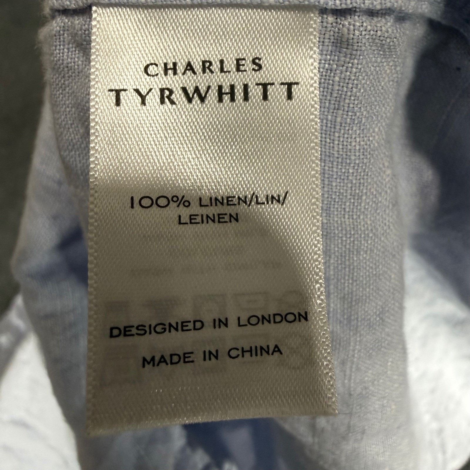 Charles Tyrwhitt Charles Tyrwhitt Mens XL Blue Linen Short Sleeve Shirt Size US XL / EU 56 / 4 - 3 Thumbnail