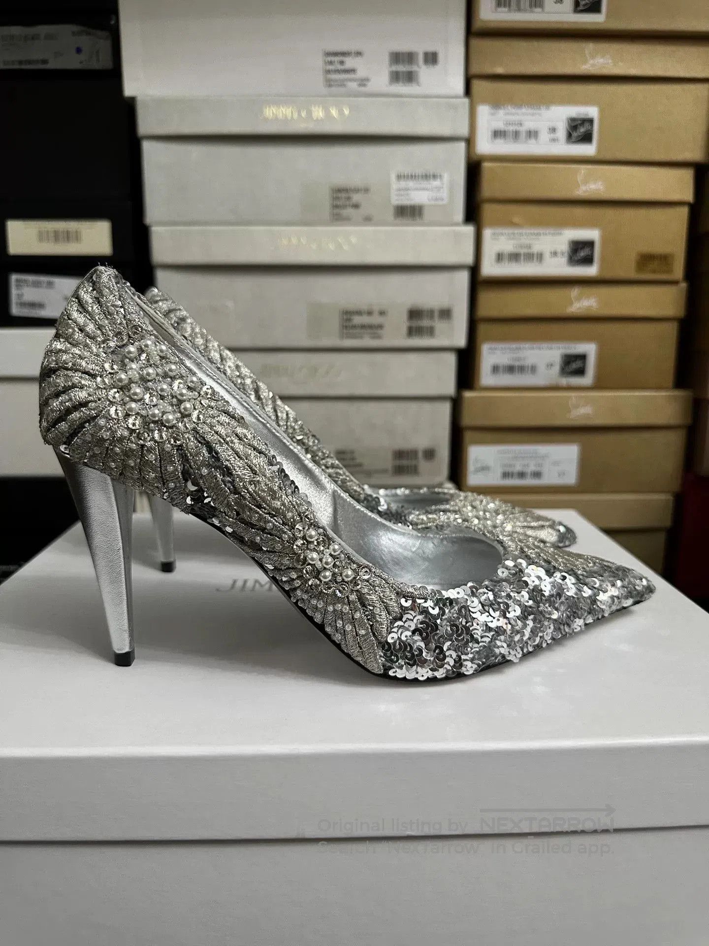 Valentino Valentino Silver Sequin High Heels. Size US 6.5 / IT 36.5 - 3 Thumbnail