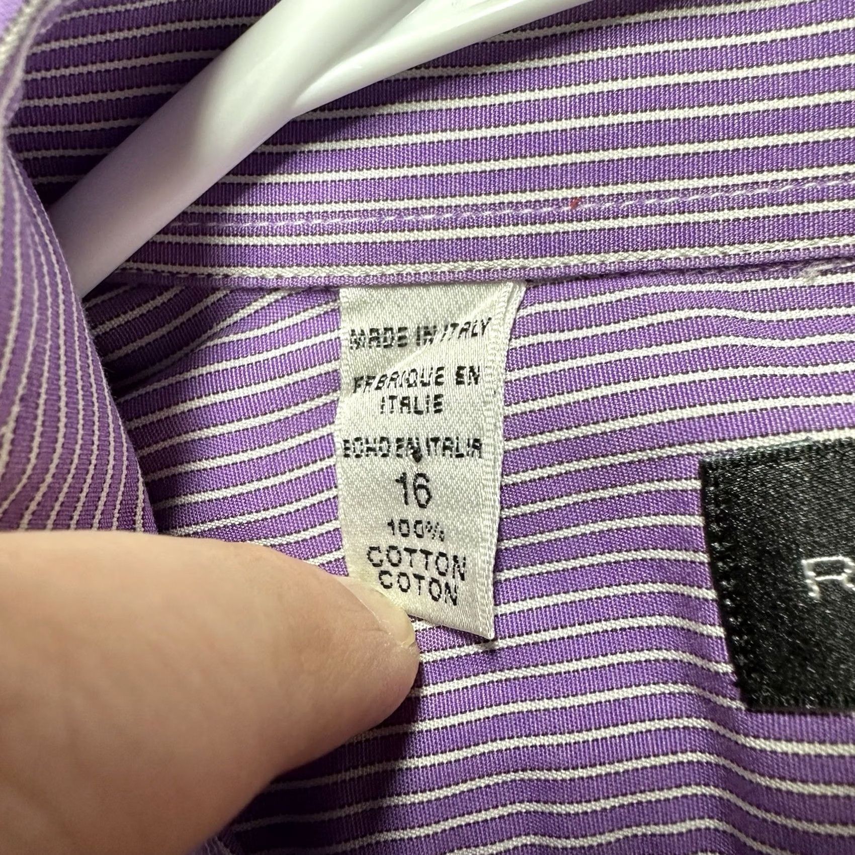 Ralph Lauren Ralph Lauren Black Label Dress Shirt Mens 16 Purple Striped Button Up Italy EUC Shirt Long Sleeve (Barrel Cuff) 100% Cotton Size 42R - 6 Thumbnail