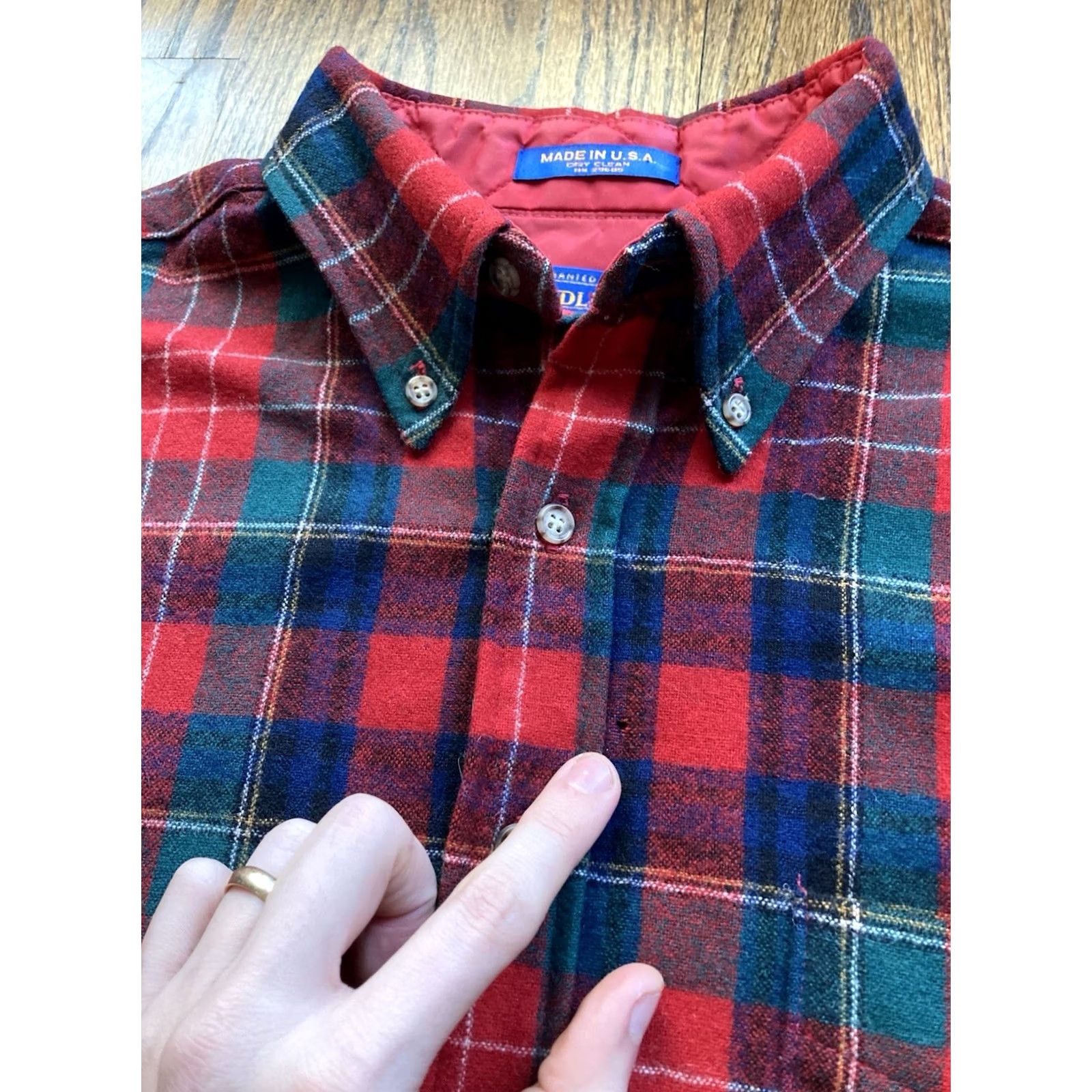 Pendleton VINTAGE Pendleton Shirt Mens M Red Wool Plaid Button-Up Long Sleeve Western Casual Chest Pocket USA Made Size US M / EU 48-50 / 2 - 7 Thumbnail