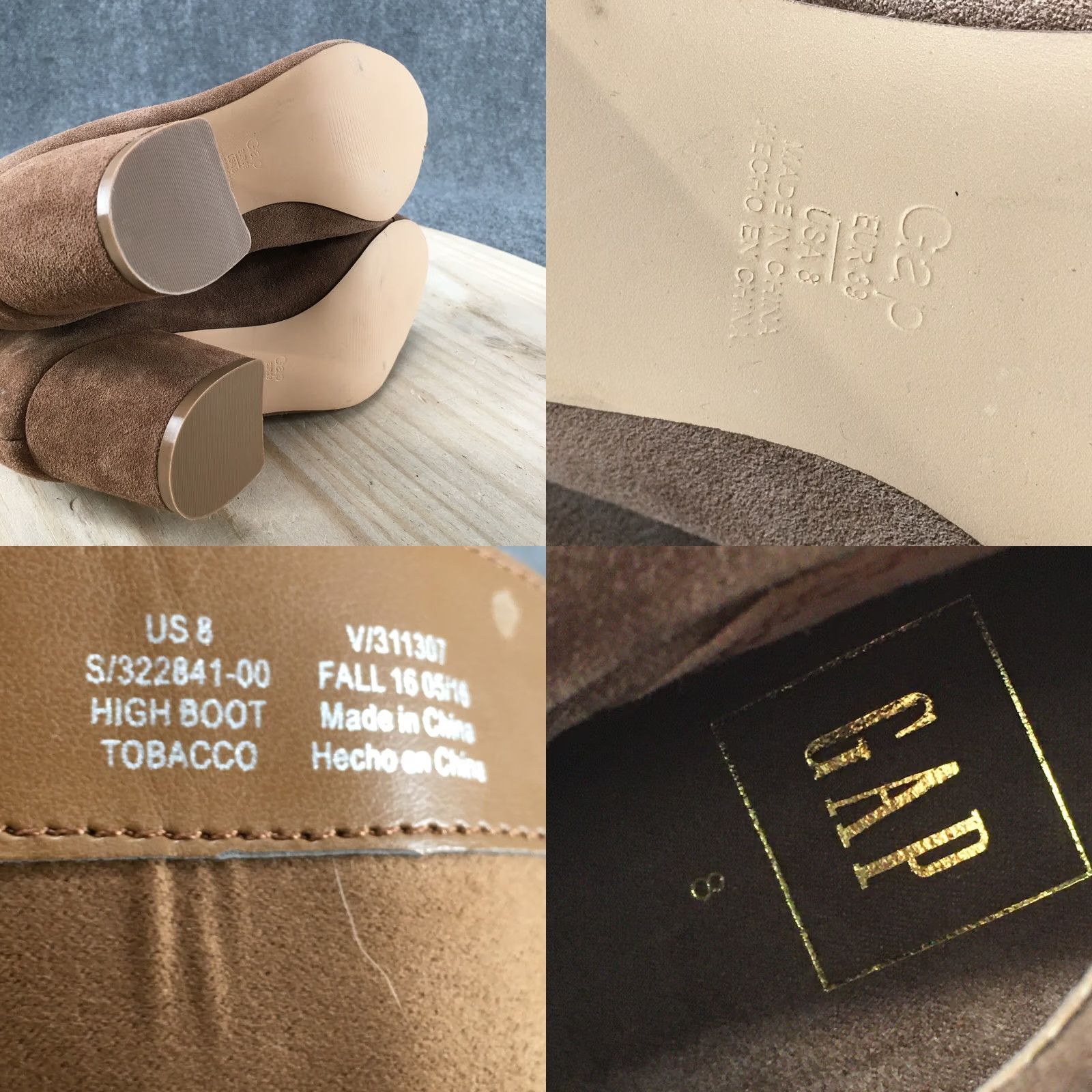 Gap GAP Boots Womens 8 Tobacco Tall Back Zip Riding Boot Brown Fabric Block Heels Size US 8 / IT 38 - 9 Thumbnail
