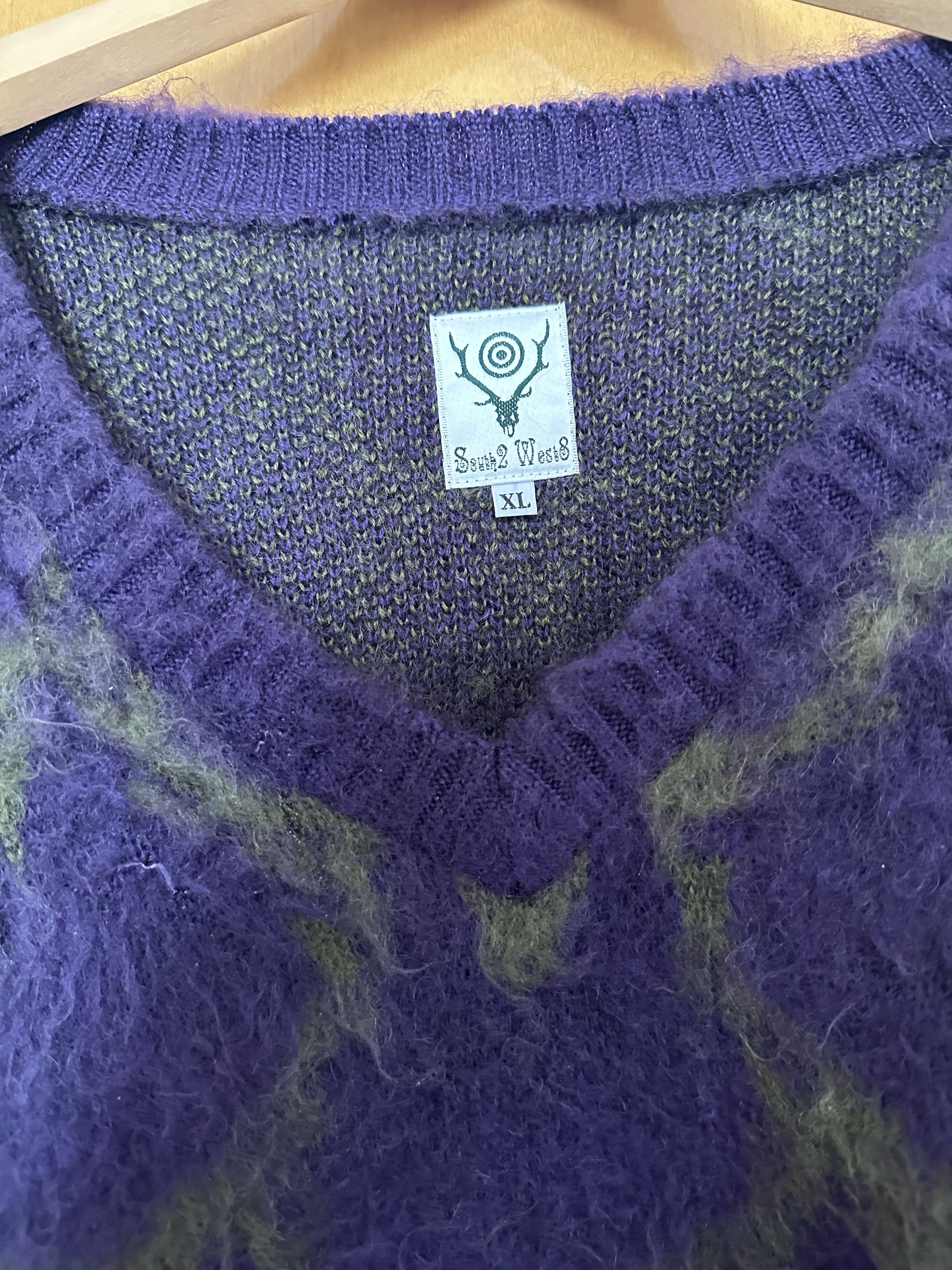 South2 West8 S2W8 Oversized Mohair Pattern Knit Sweater Size US XL / EU 56 / 4 - 2 Thumbnail