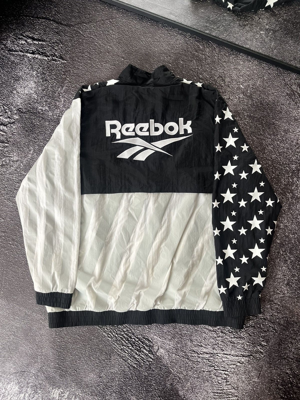 Reebok Man Light Jacket Reebok Vintage Star/Stripe Logo Y2k Black Size US XXL / EU 58 / 5 - 2 Thumbnail