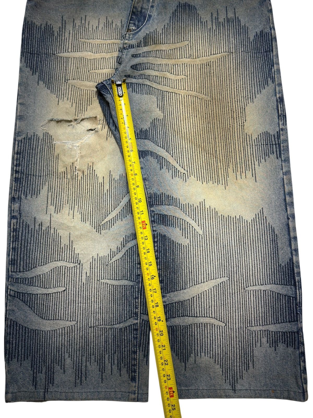 Akademiks Vintage Y2K Akademiks Faded Wash Boro Sashiko Wide Leg Baggy Size US 38 / EU 54 - 13 Thumbnail