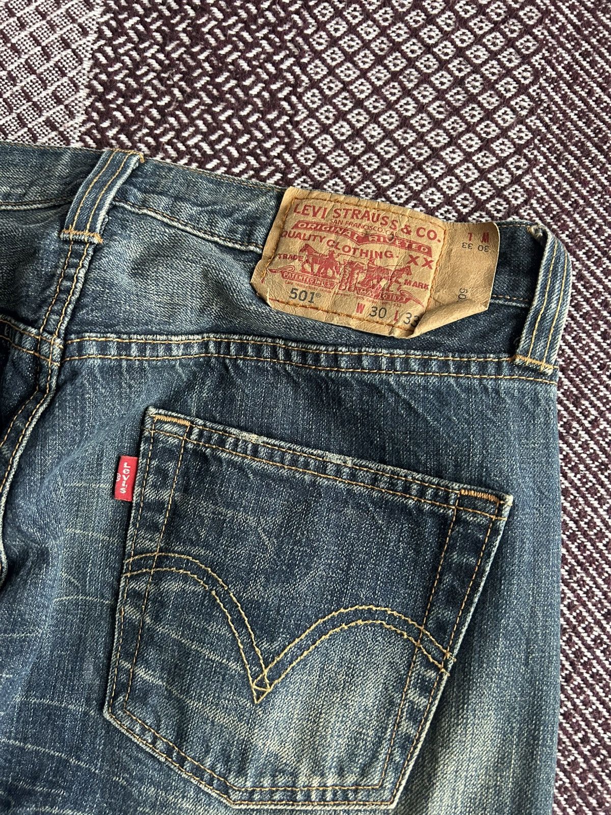 Levi's Levis 501 Mud Wash Jeans Faded Color Straight Leg Button Fly Size US 30 / EU 46 - 5 Thumbnail