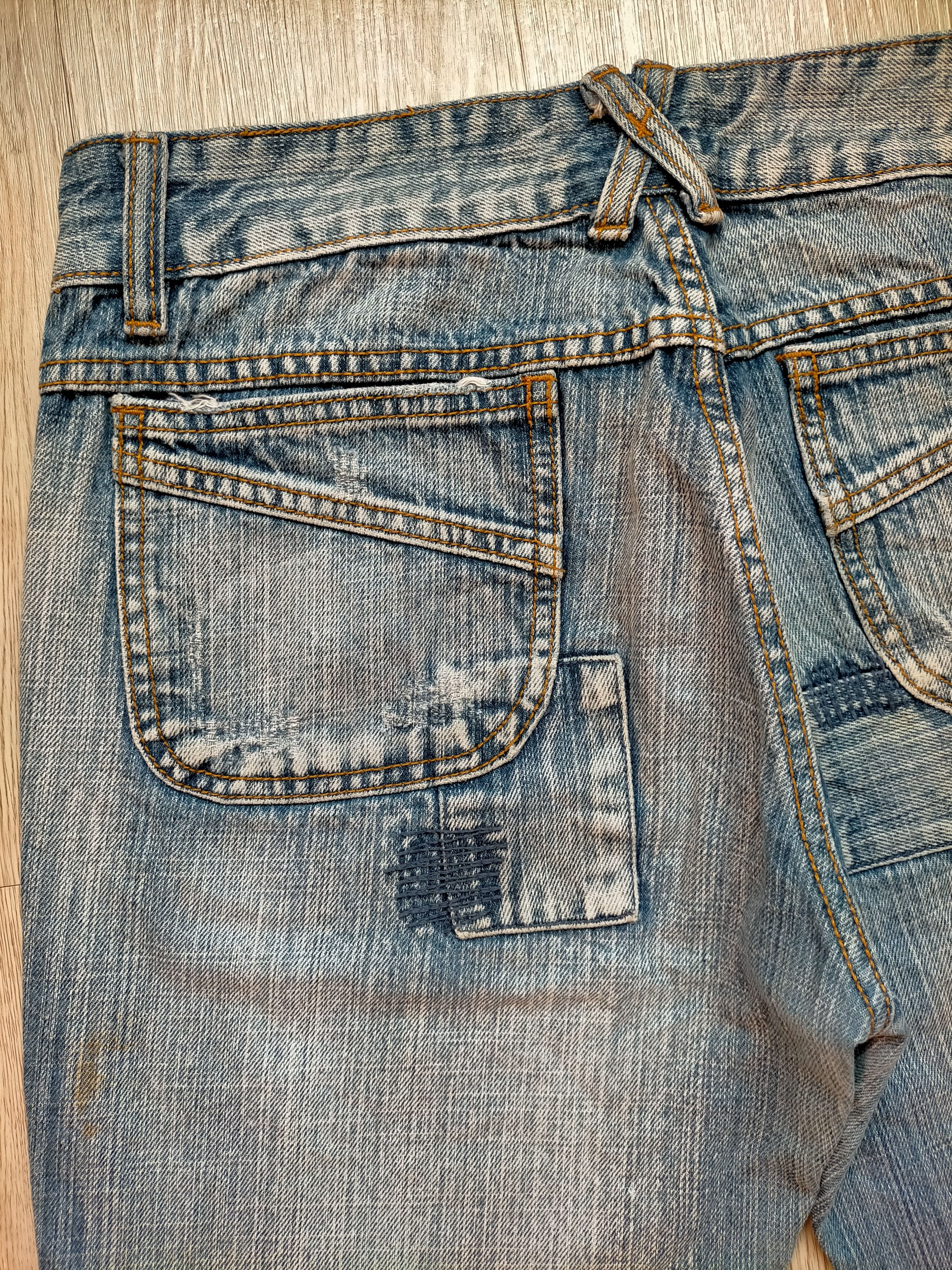 If Six Was Nine Flare Jeans Shaqiru Japan Patchwork Boot cut Blue Jeans Size US 31 - 12 Thumbnail
