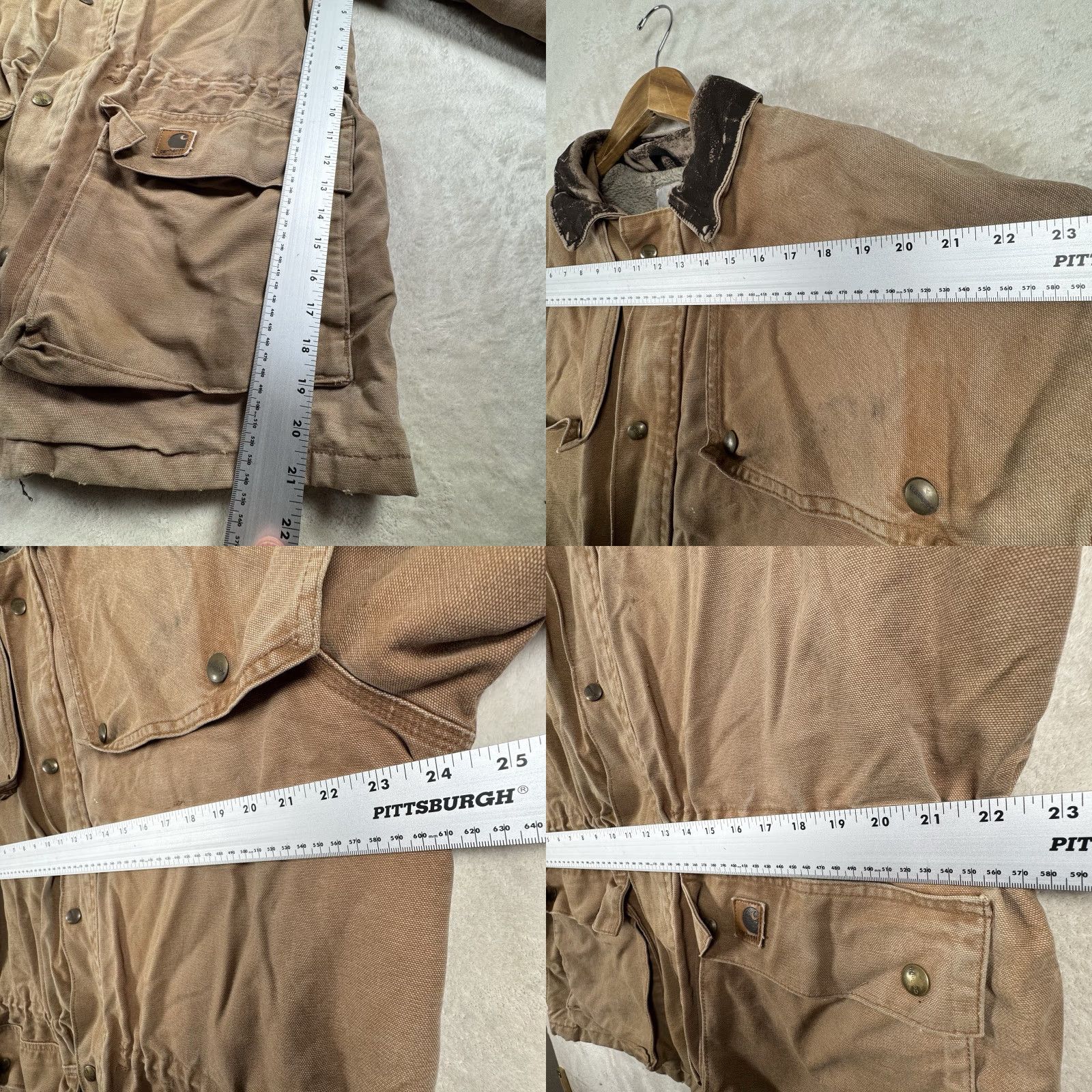 Carhartt VINTAGE Carhartt Ranch Hand Cattle Roper Coat Men's L Workwear Canvas Tan Grunge 90s Distressed Pocket Sherpa Lining Size US L / EU 52-54 / 3 - 8 Thumbnail