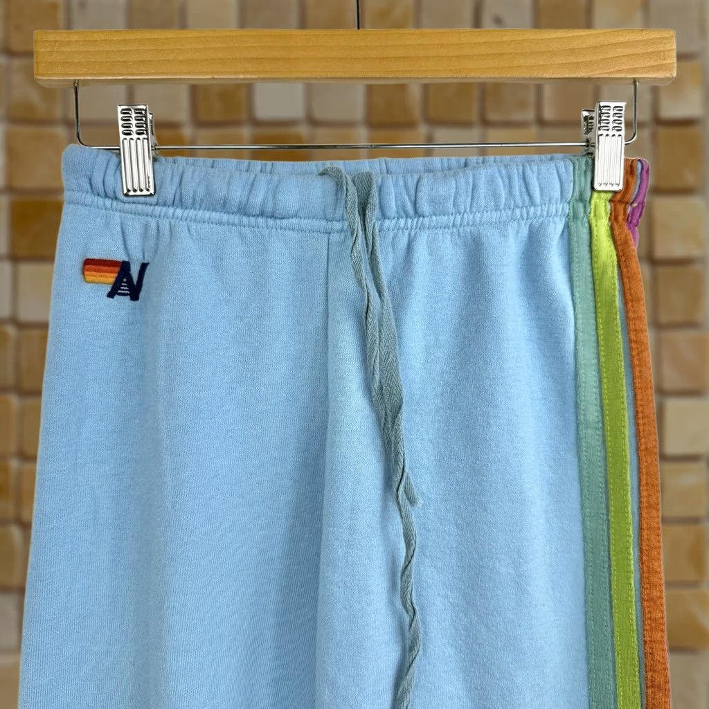 Aviator Nation VINTAGE Aviator Nation Sweatpants Womens XS Blue 5 Stripe Fleece Comfy USA Made Rainbow Girls Size 26" / US 2 / IT 38 - 1 Thumbnail