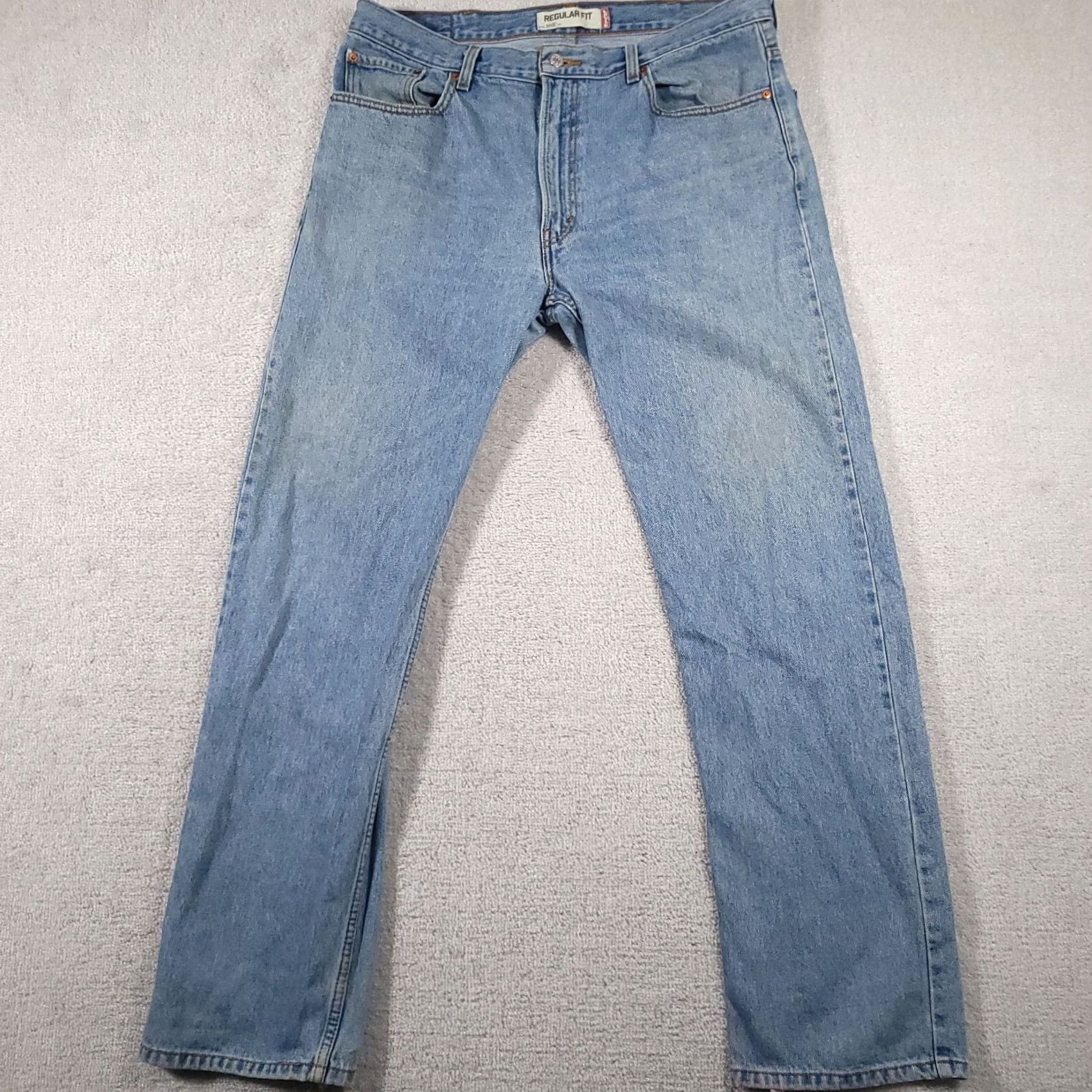 Levi's VINTAGE Levi's 505 Jeans Straight Men's 38x34 Grunge Blue Blue Jeans Regular Fit 5-Pocket Denim Belt Loops Zipper Button Straight Leg Casual Mens Size US 38 / EU 54 - 2 Thumbnail