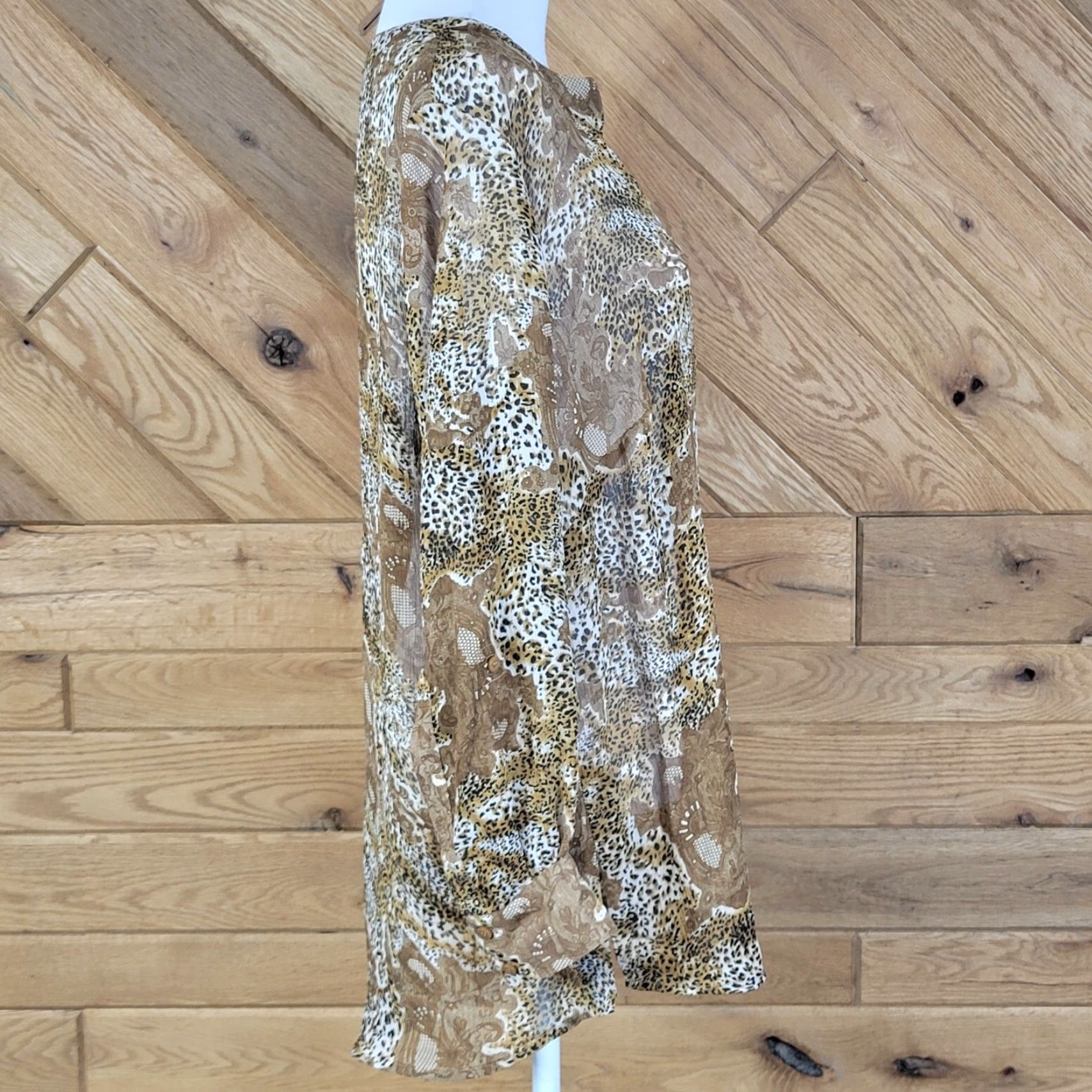 Vintage Woman Within Blouse Shirt Womens Leopard Print Long Sleeve Sheer Tunic Size L Size L / US 10 / IT 46 - 3 Thumbnail