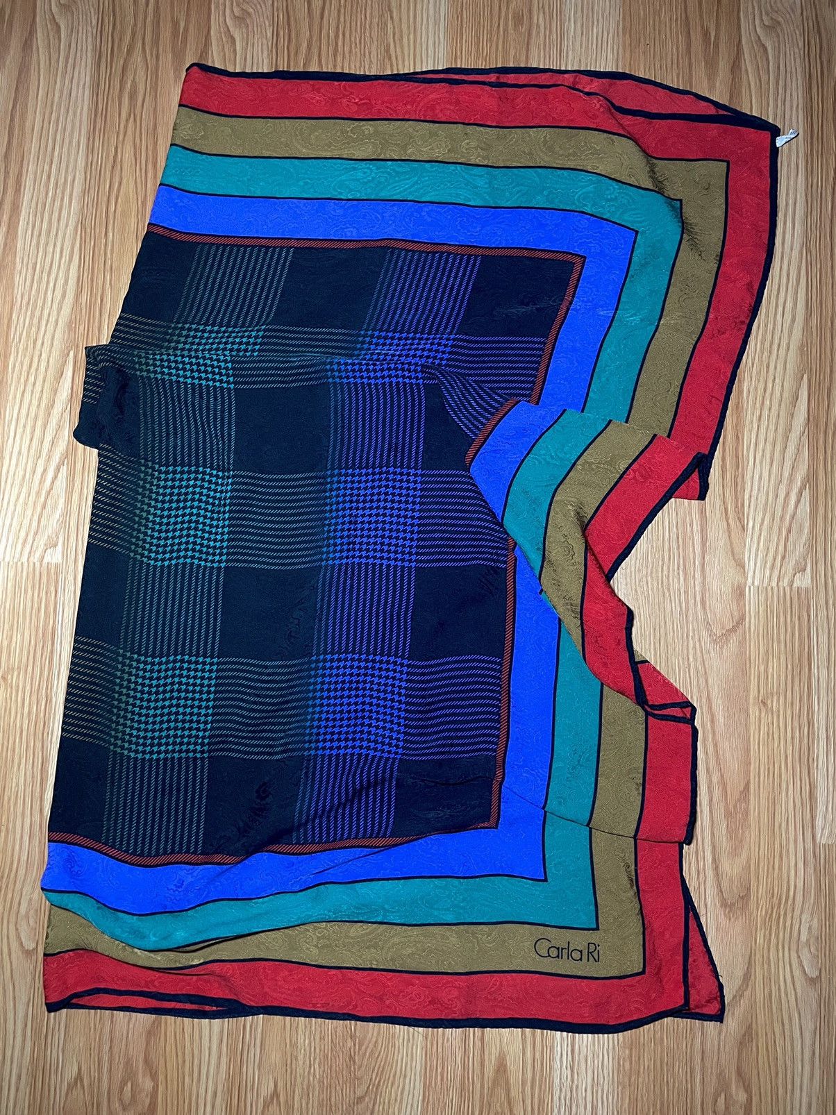 Vintage Carla Ri Vintage France Jacquard Large Silk Scarf Size ONE SIZE - 5 Thumbnail