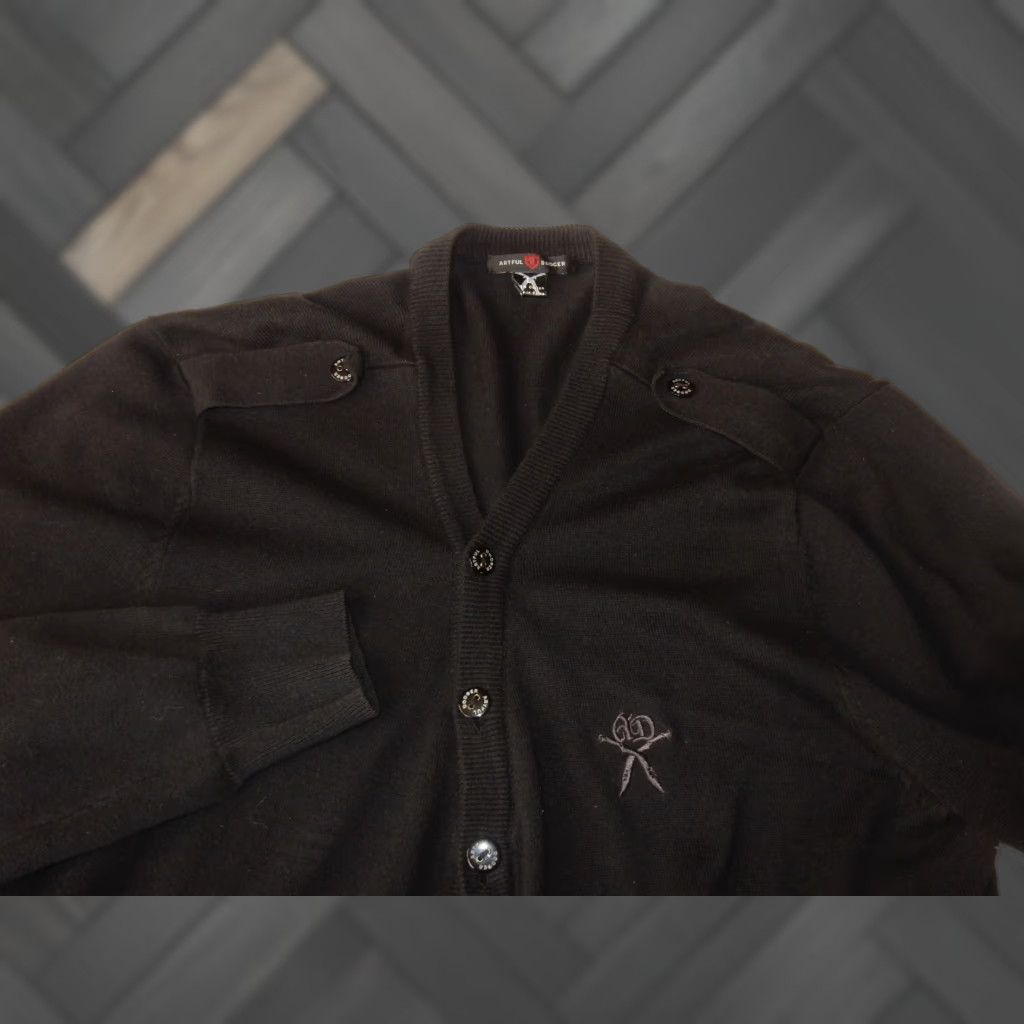 Vintage Artful Dodger Sweater Men Cardigan Size L Black Military Solid Cardigan Mens Size US L / EU 52-54 / 3 - 1 Thumbnail