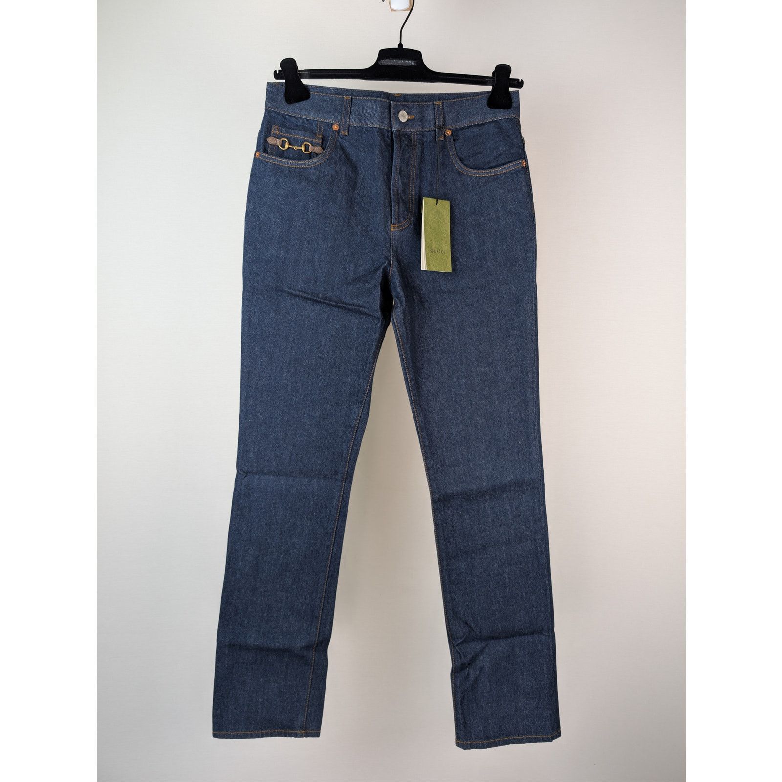 Gucci o1rshd1 Horsebit Straight-Leg Denim Pants in Indigo Blue Size US 32 / EU 48 - 9 Thumbnail