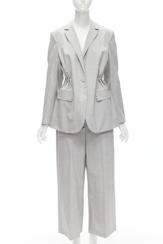 Theory THEORY Drape wool grey drawstring cinched waist blazer wide leg pants set US6 S Size M / US 6-8 / IT 42-44 - 1 Thumbnail