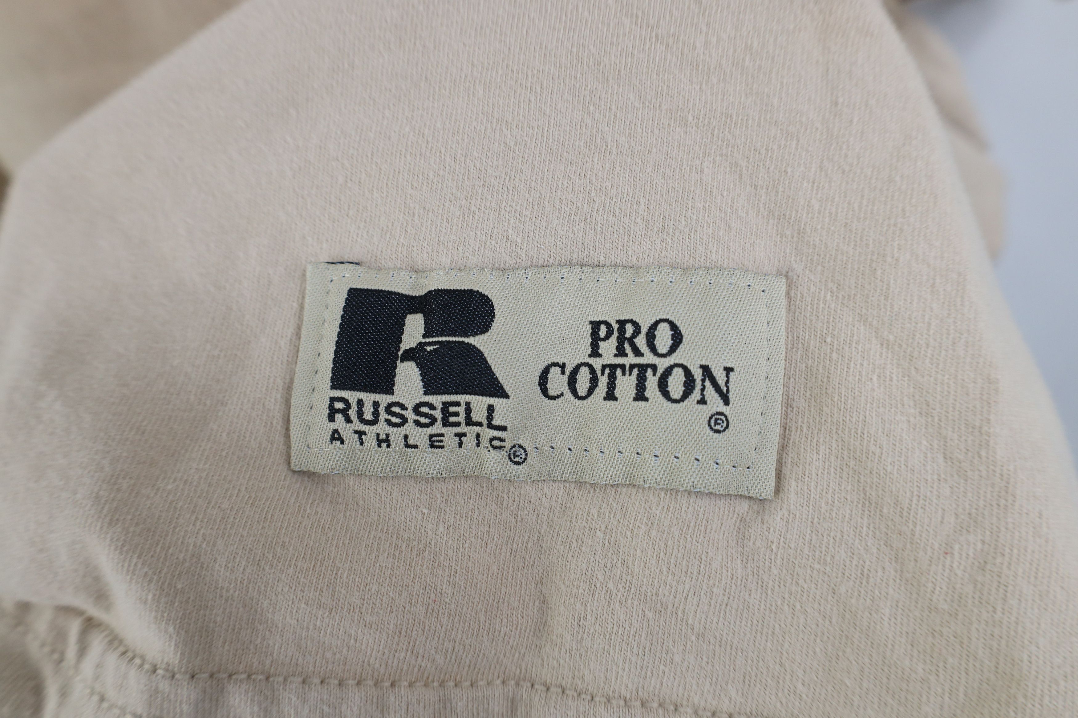 Russell Athletic Vintage 90s Y2K Russell Athletic Pocket T-Shirt Khaki Tan Size US XL / EU 56 / 4 - 8 Thumbnail