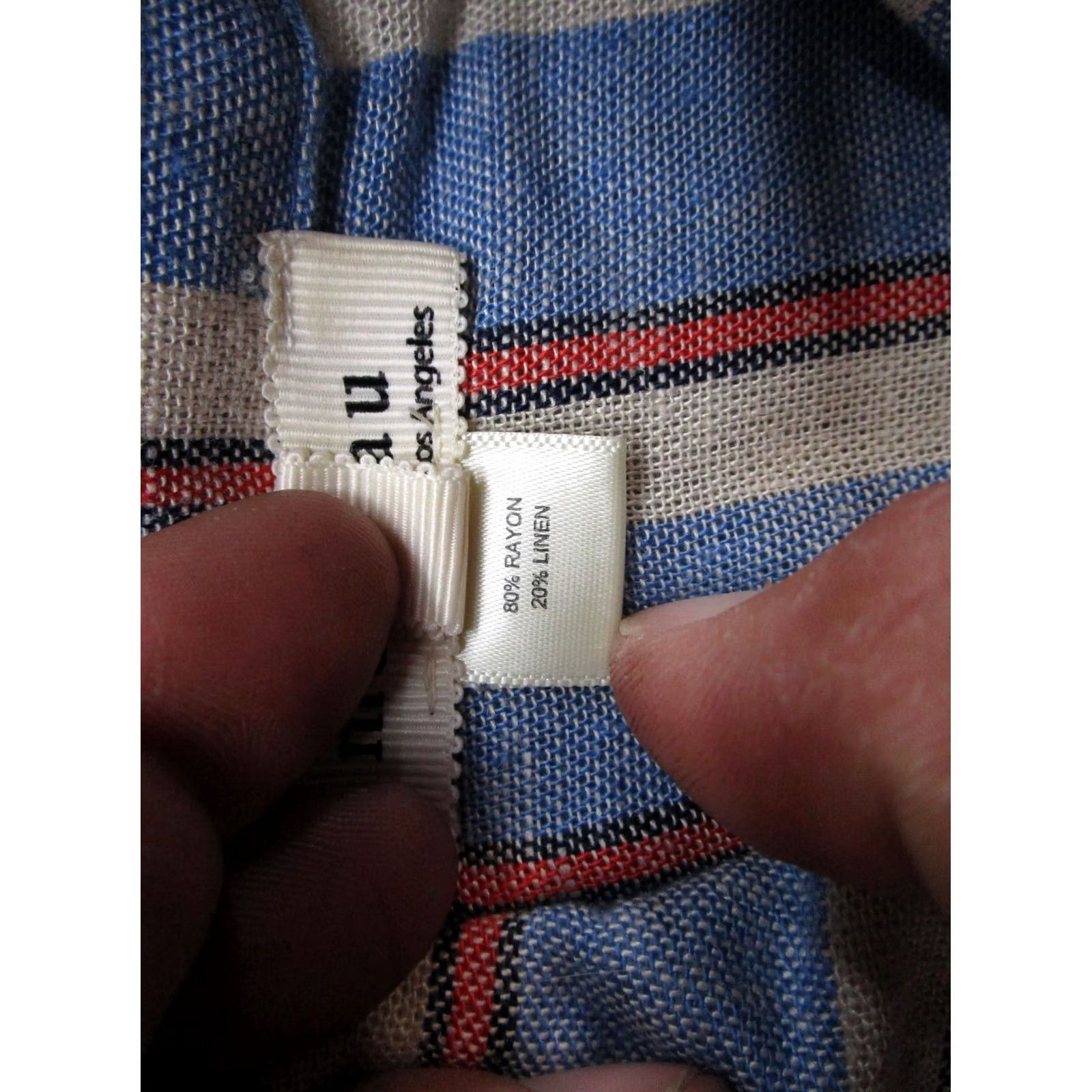 Vintage Monteau Shirt Dress Blue Striped Pockets Midi Linen Blend Size L Women’s Size L / US 10 / IT 46 - 5 Thumbnail