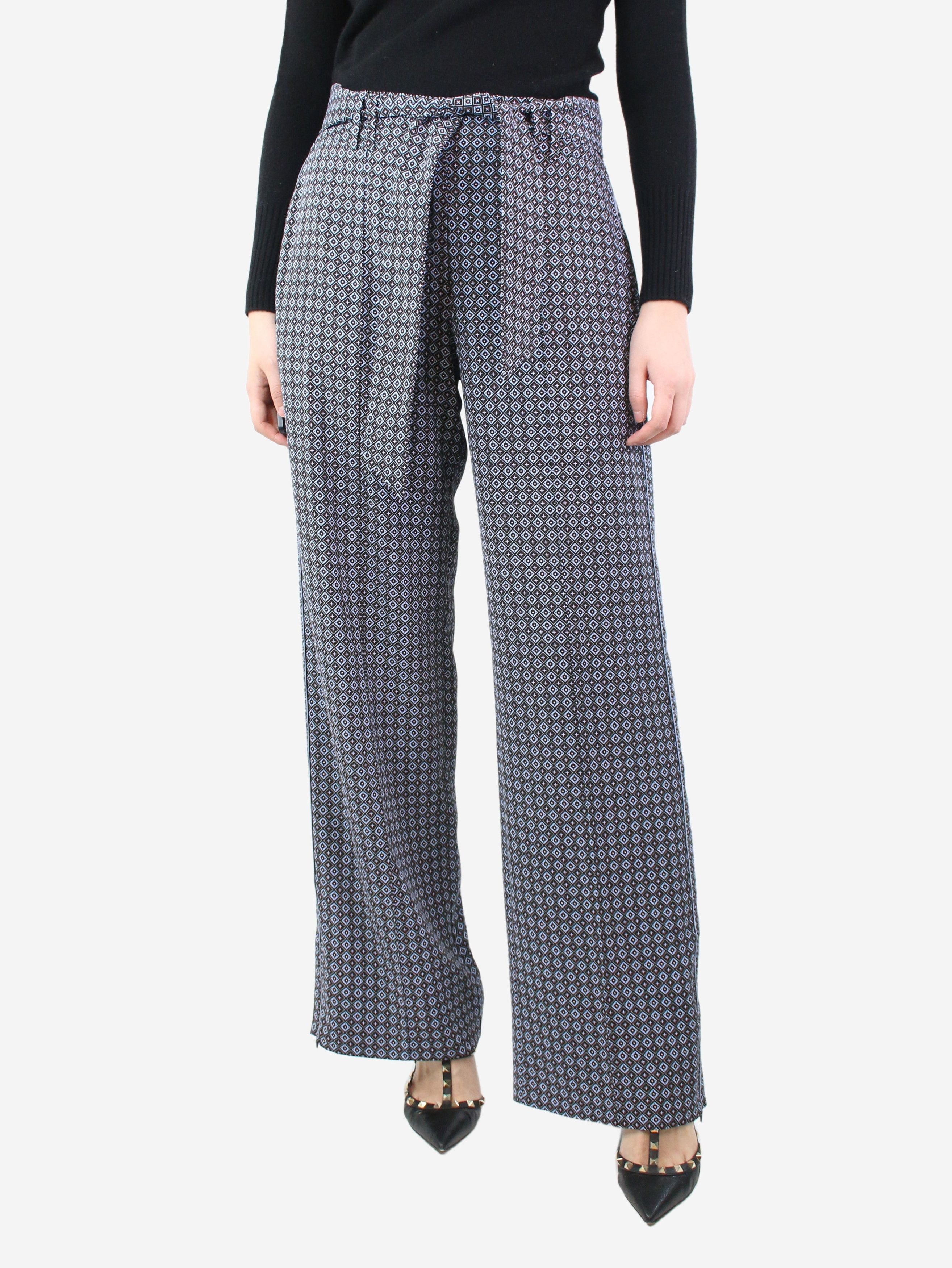 image of Me Em Blue Belted Pattern Trousers - Size Uk 10, Women's